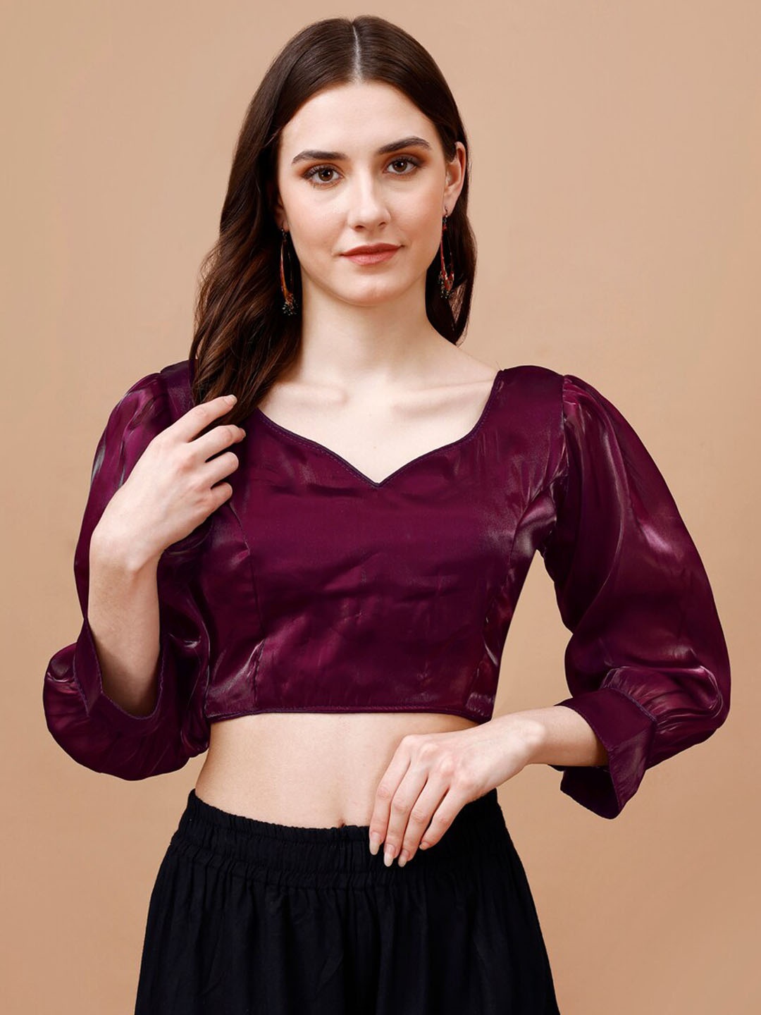 

Tikhi Imli Sweetheart Neck Saree Blouse, Maroon