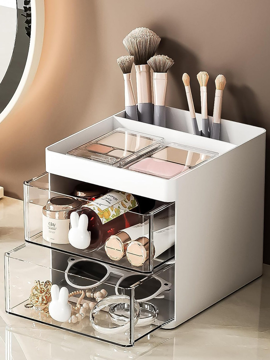 

HOUSE OF QUIRK White Multi Functional With 3 Compartments Desk Organiser