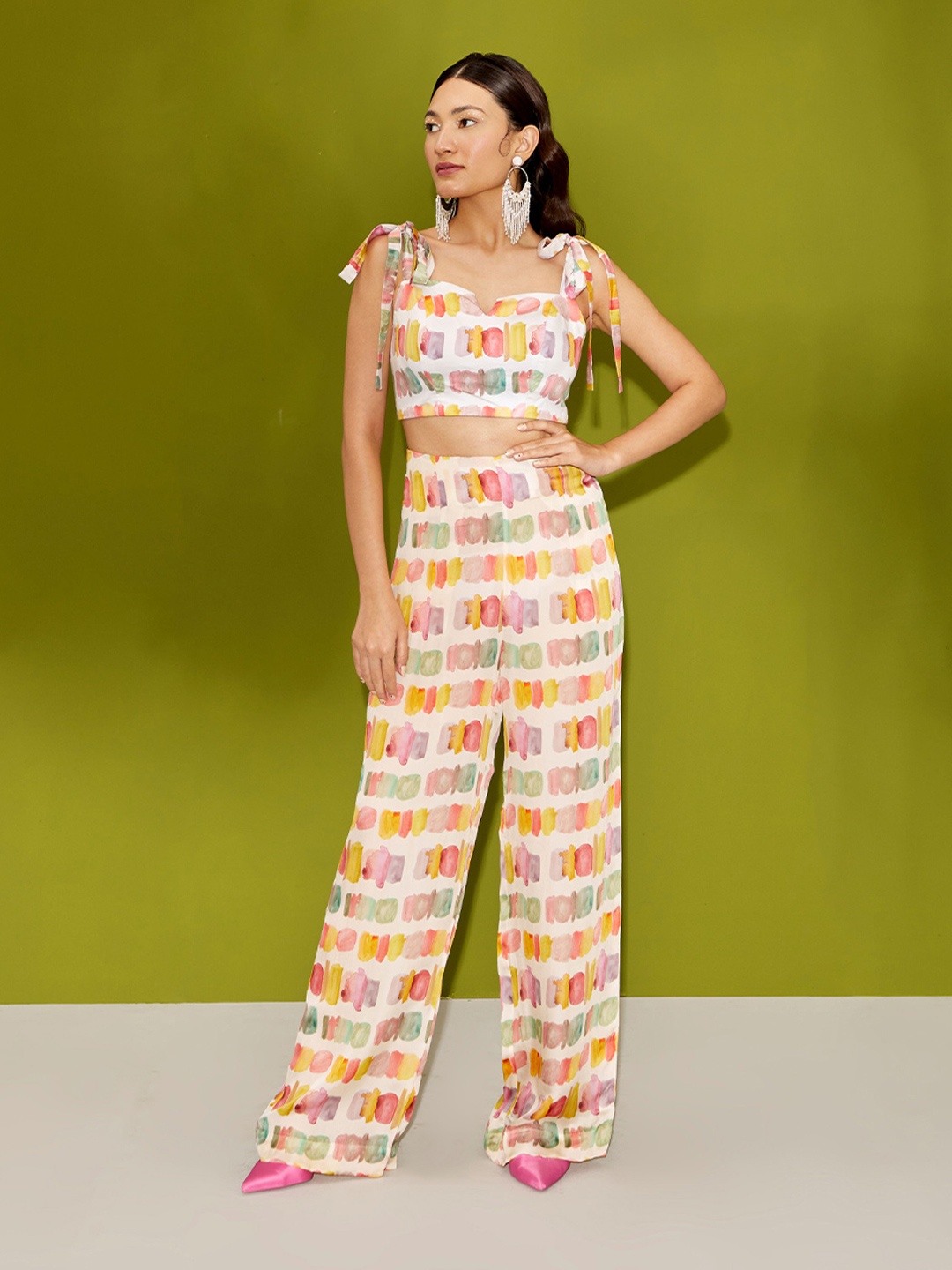 

NEHHA NHATA Printed Top With Palazzos, Orange