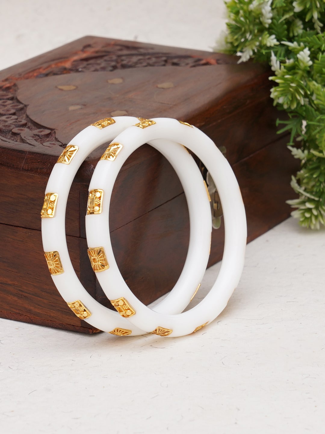 

Ruby Raang Set Of 2 Gold-Plated Bangles