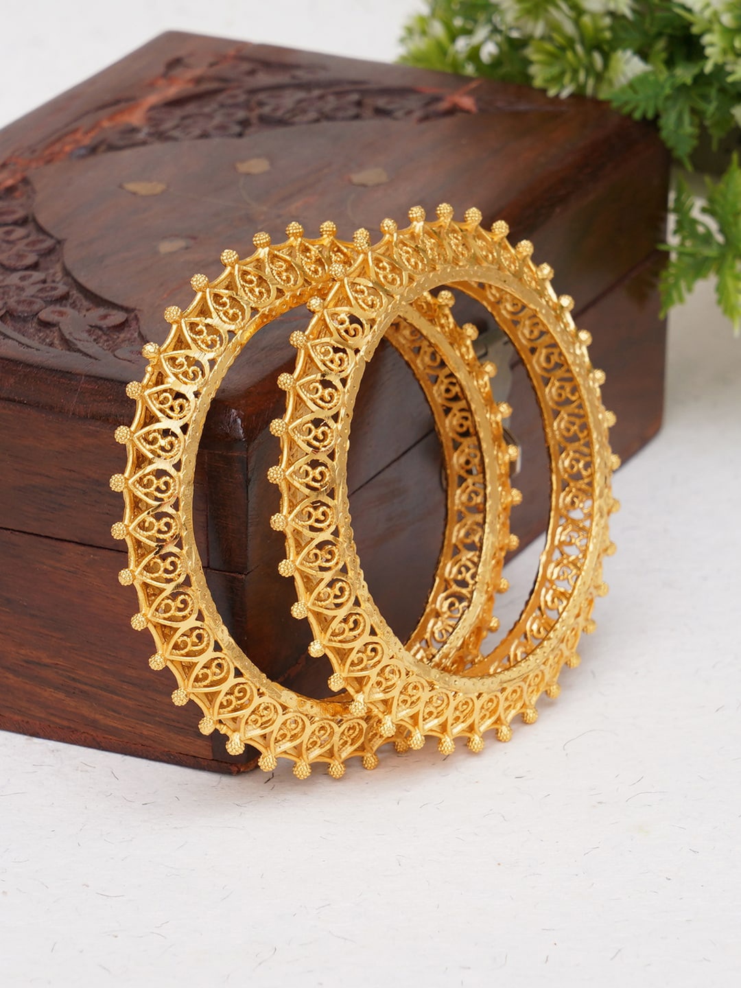 

Ruby Raang Set Of 2 Gold Plated Bangle