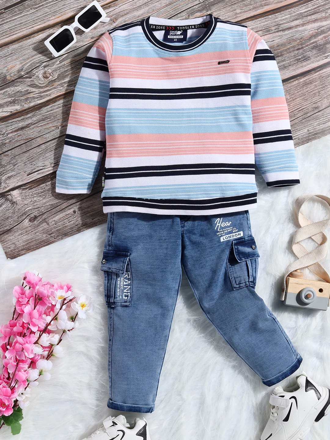 

Toonyport Boys Striped Sweater With Jeans, White