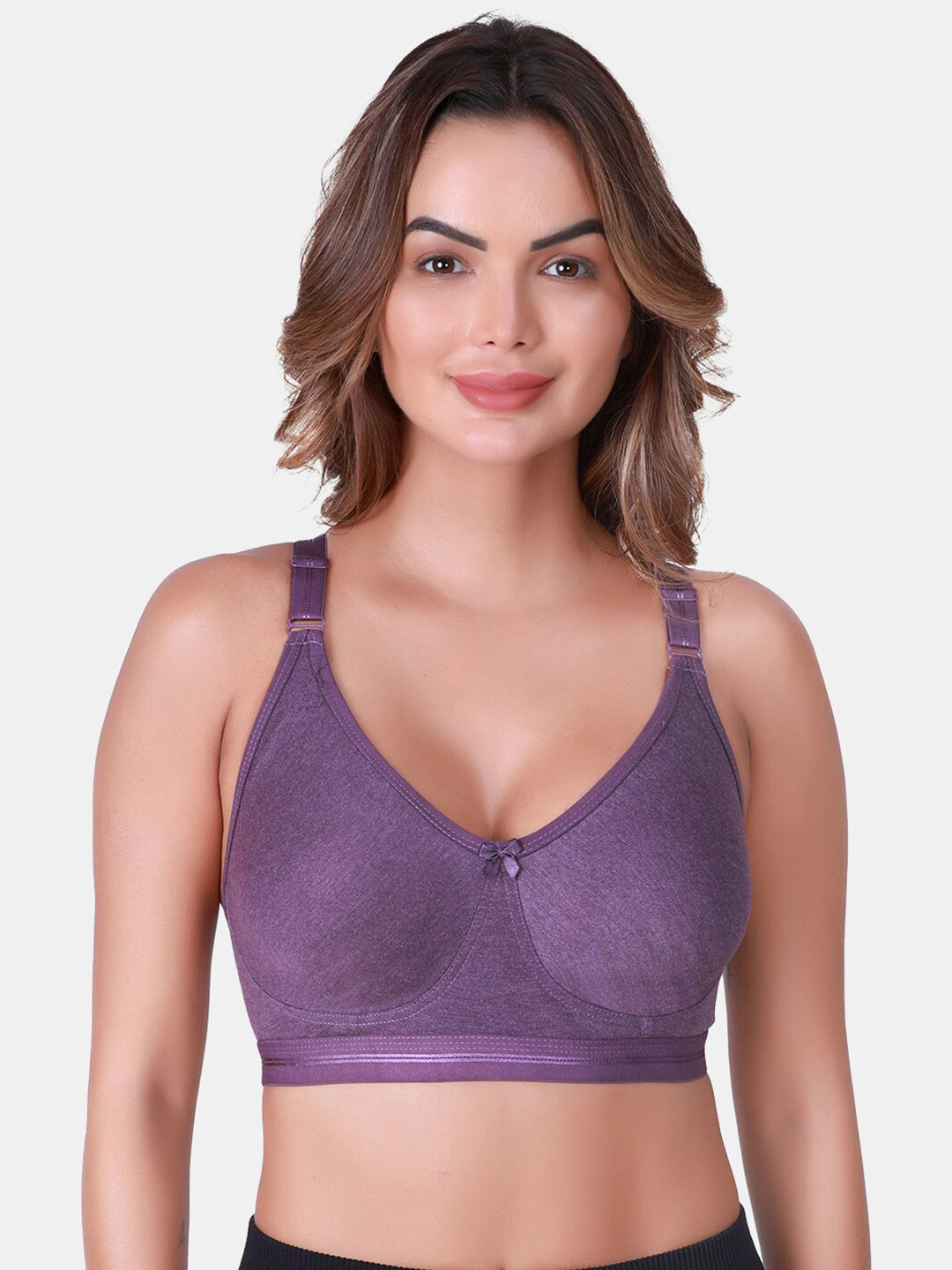 

SKDREAMS Full Coverage Non Padded Seamless Cotton T-shirt Bra With All Day Comfort, Purple