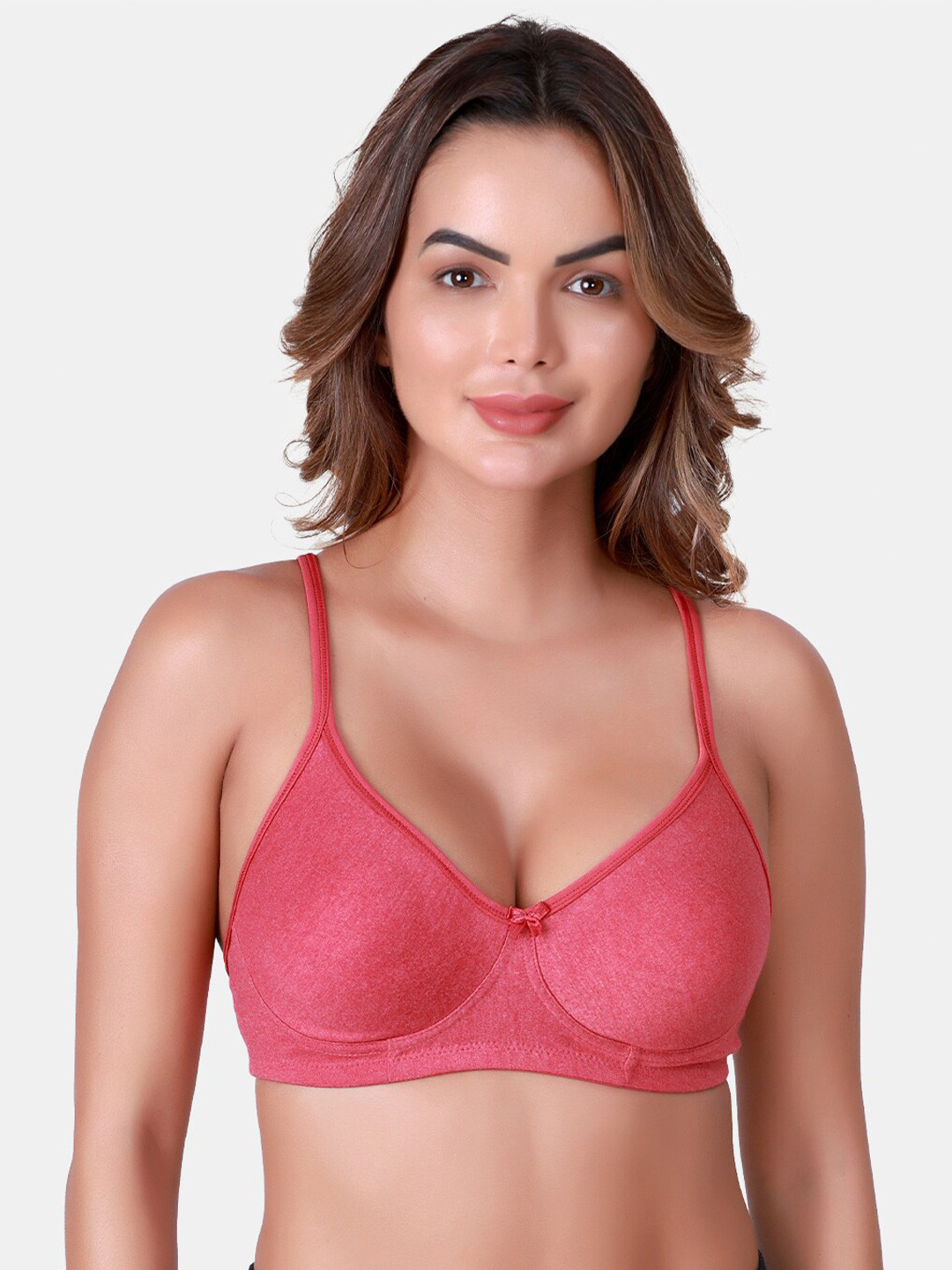 

SKDREAMS Full Coverage Non Padded Seamless Cotton T-shirt Bra With All Day Comfort, Red
