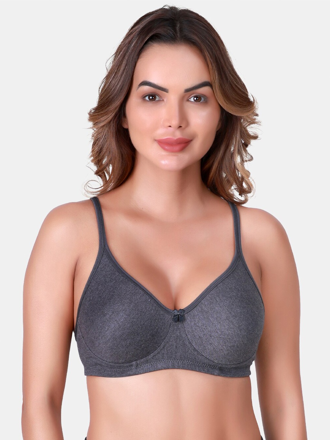 

SKDREAMS Full Coverage Non Padded Seamless Cotton T-shirt Bra With All Day Comfort, Grey