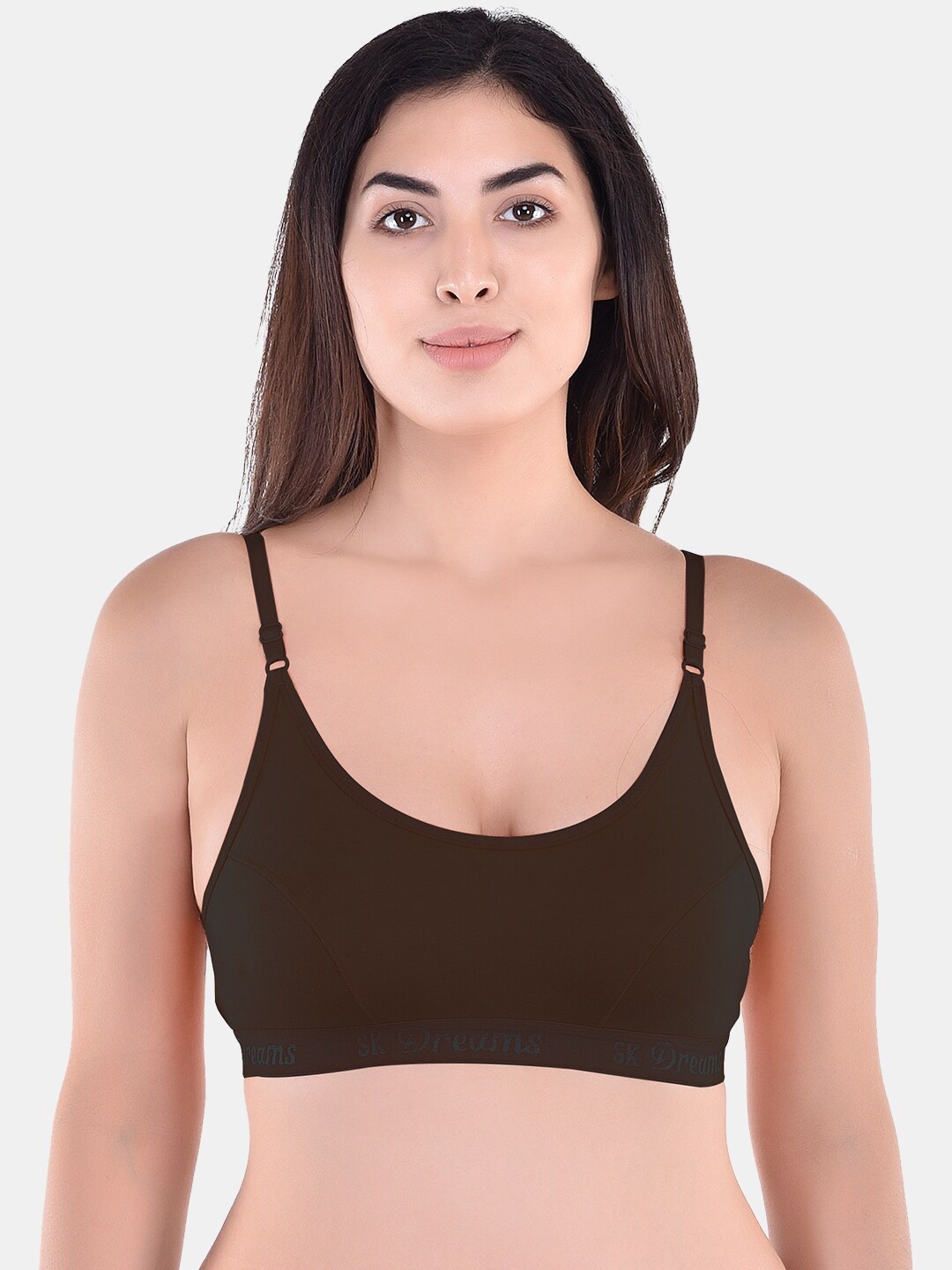 

SKDREAMS Medium Coverage All Day Comfort Sports Bra, Coffee brown