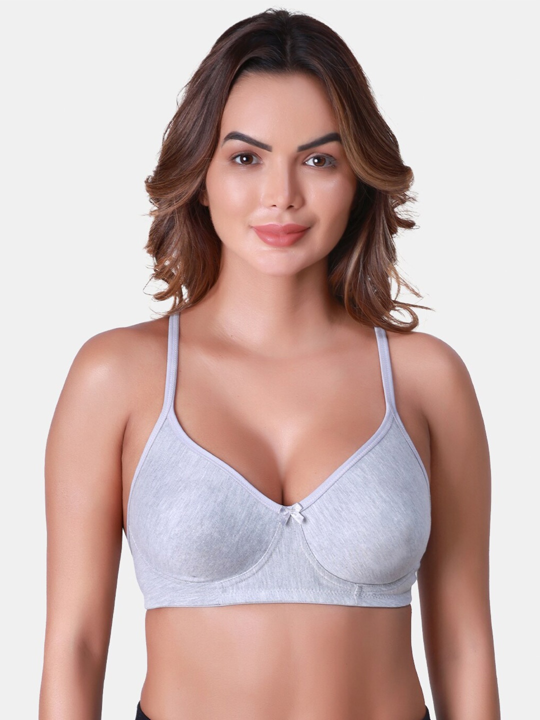 

SKDREAMS All Day Comfort Cotton T-shirt Bra Seamless Full Coverage, Grey