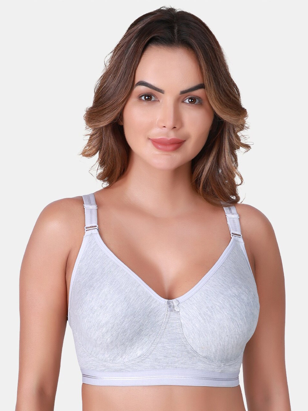 

SKDREAMS All Day Comfort Cotton T-shirt Bra Seamless Full Coverage, Grey