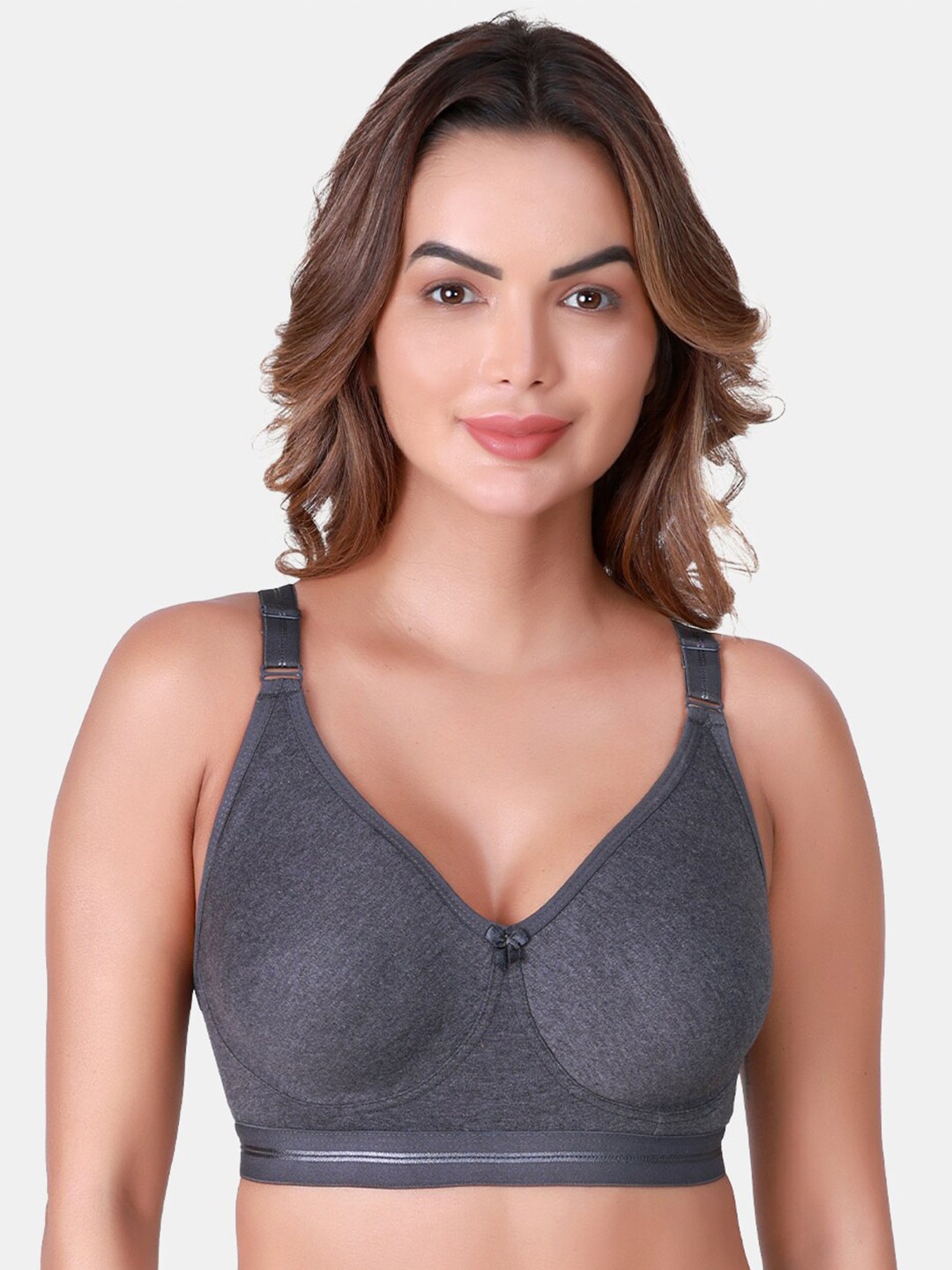 

SKDREAMS All Day Comfort Cotton T-shirt Bra Seamless Full Coverage, Grey melange