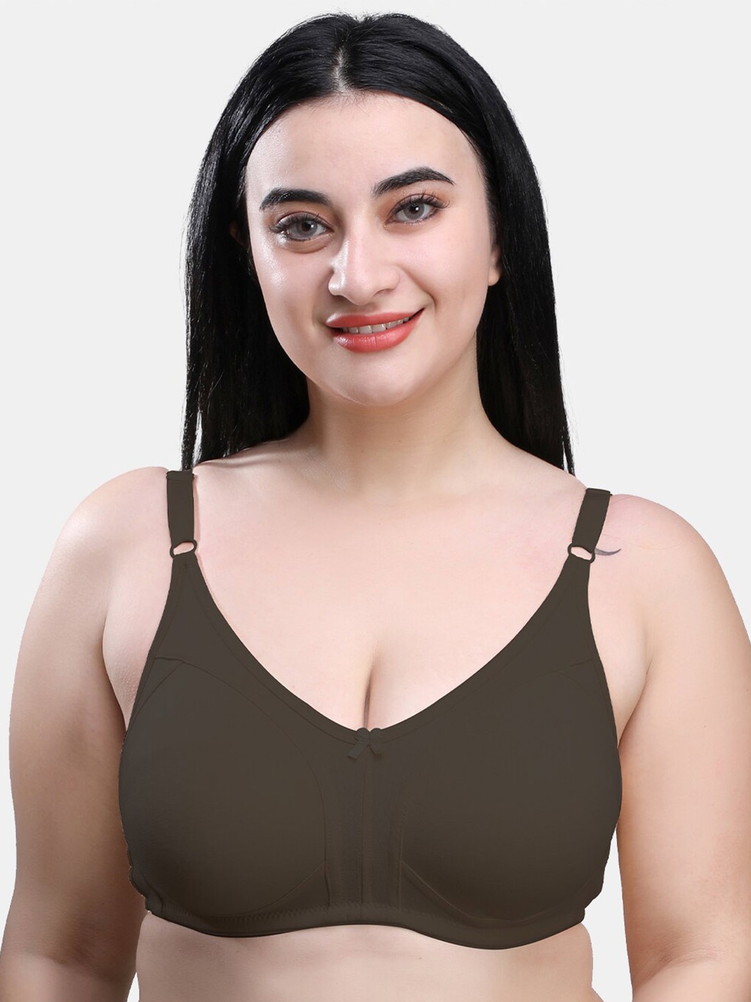 

SKDREAMS Full Coverage Non Padded All Day Comfort Everyday Bra, Coffee brown