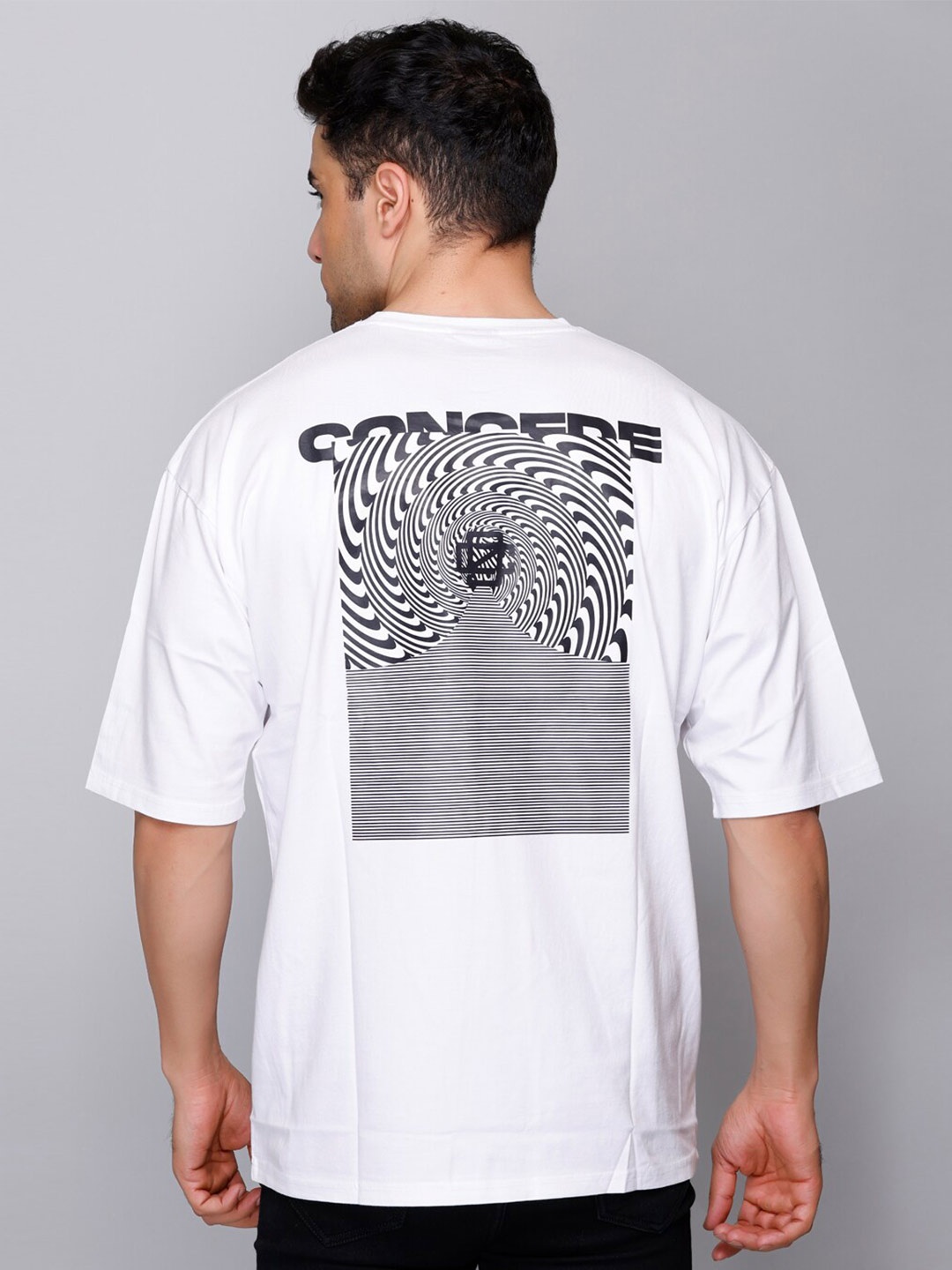 

Concede Graphic Printed Oversized Pure Cotton T-shirt, White