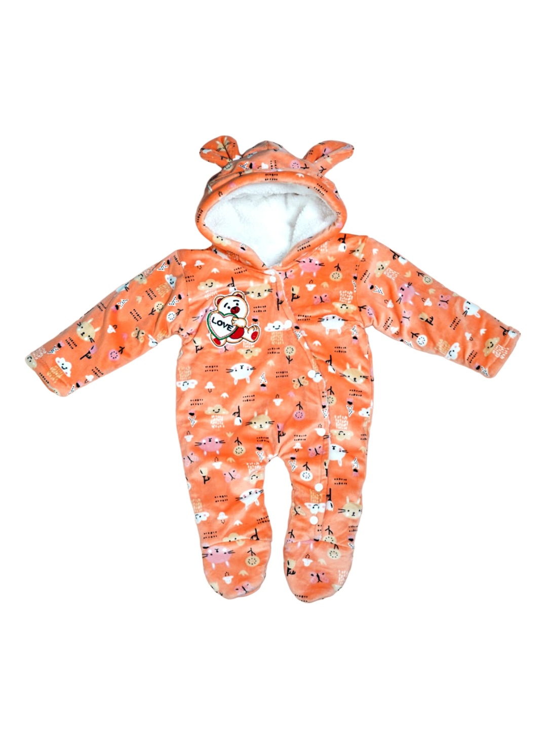 

BAESD Infants Printed Hooded Cotton Sleepsuit, Orange