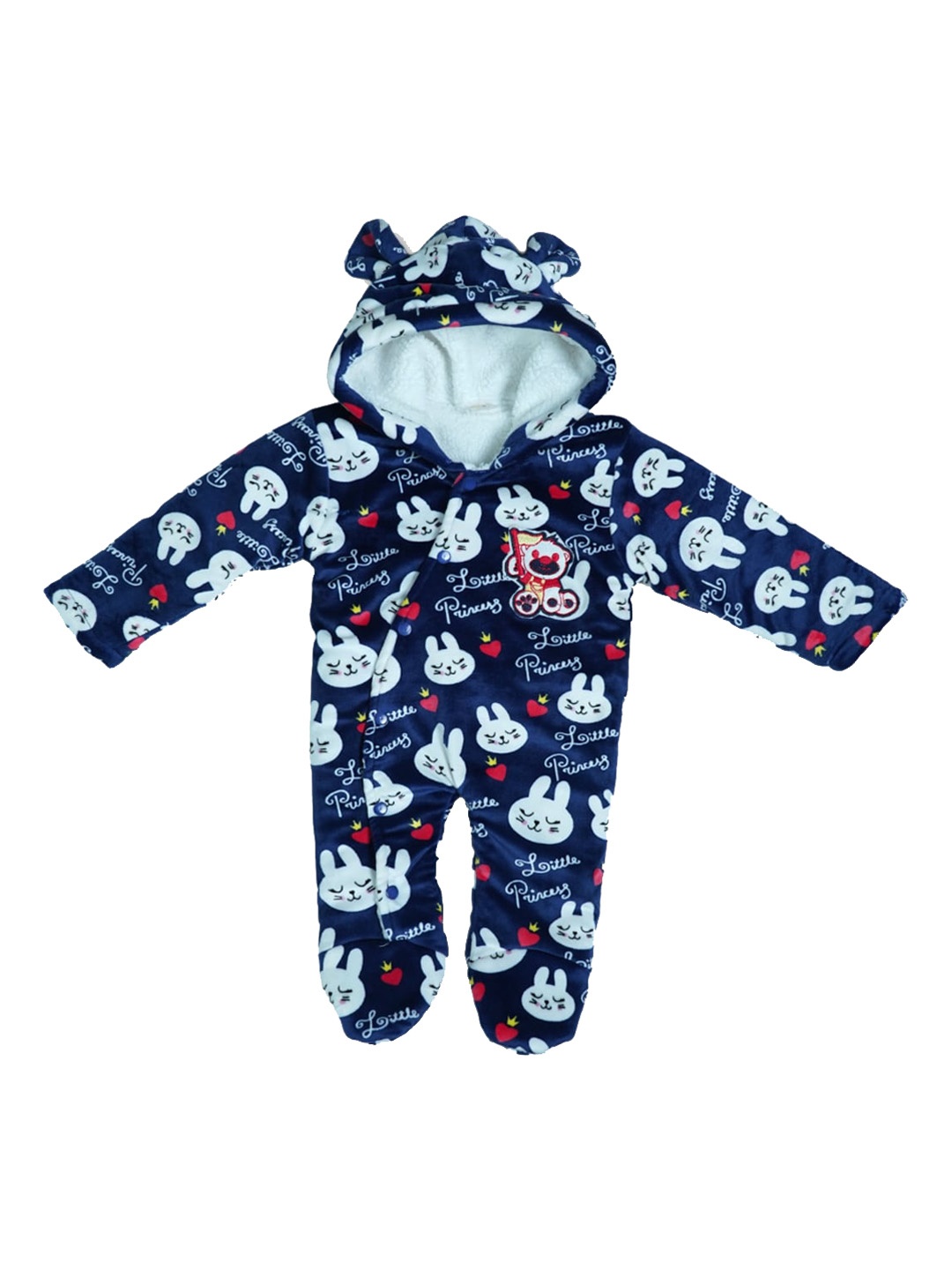 

BAESD Kids Printed Hooded Sleepsuit, Navy blue