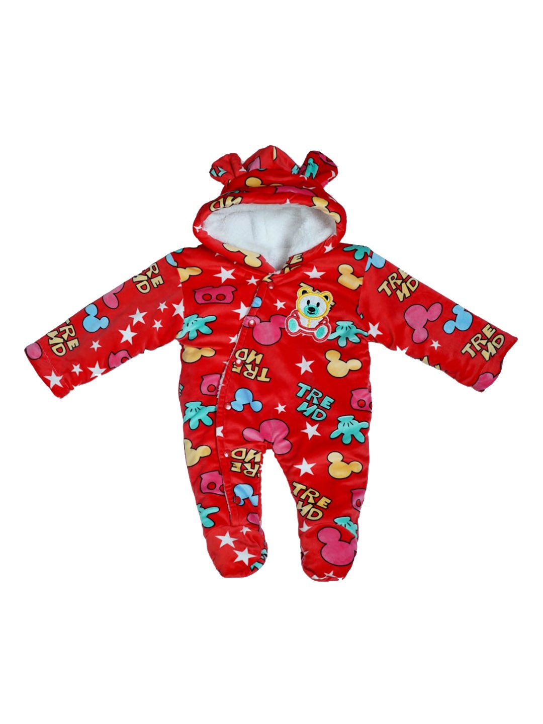 

BAESD Infants Printed Hooded Cotton Sleepsuit, Red