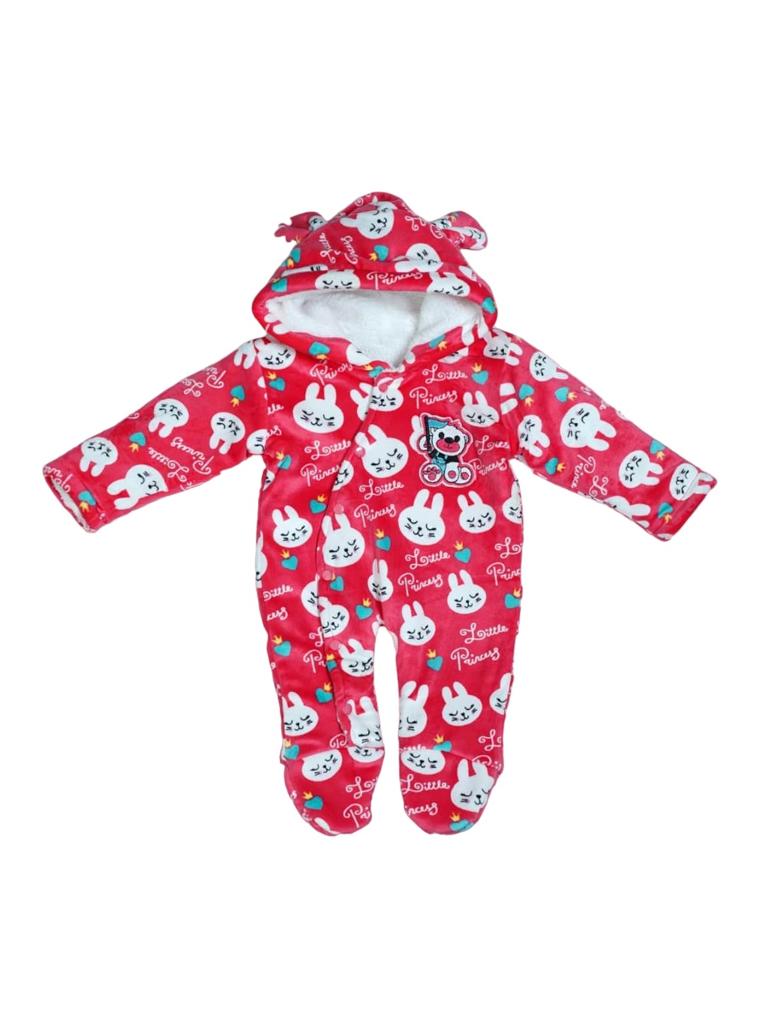 

BAESD Infants Printed Cotton Hooded Sleepsuit, Red