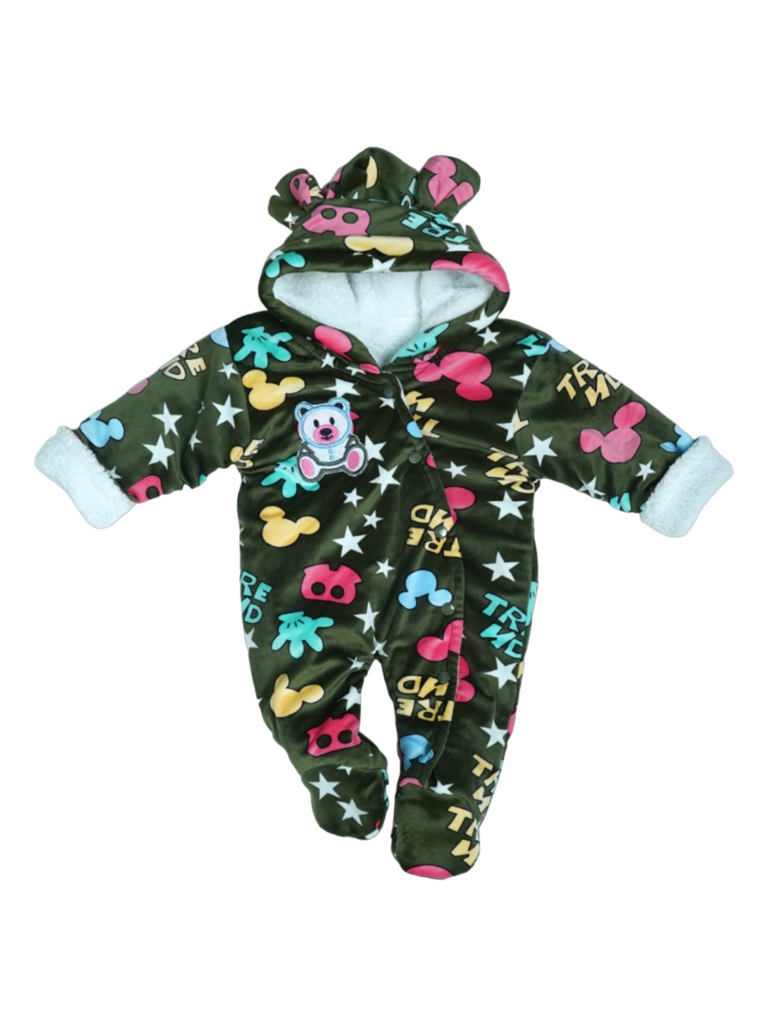 

BAESD Infants Printed Hooded Cotton Sleepsuit, Green