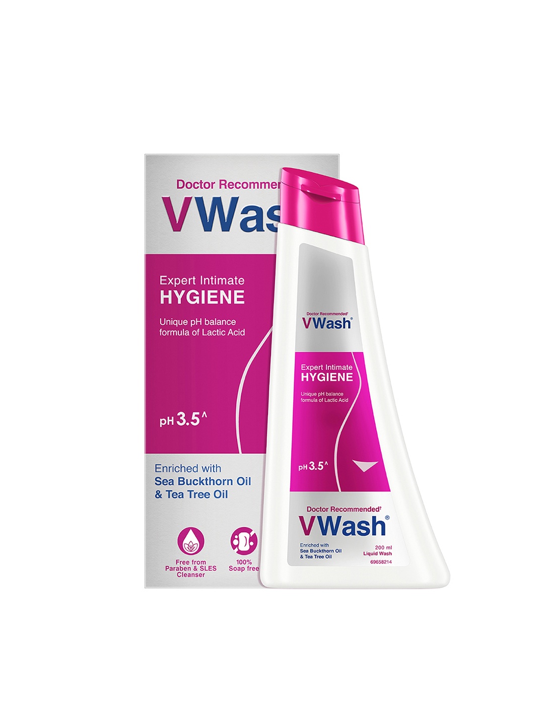 

VWash Plus Expert Intimate Hygiene Liquid Wash with Sea Buckthorn Oil - 200ml, Pink
