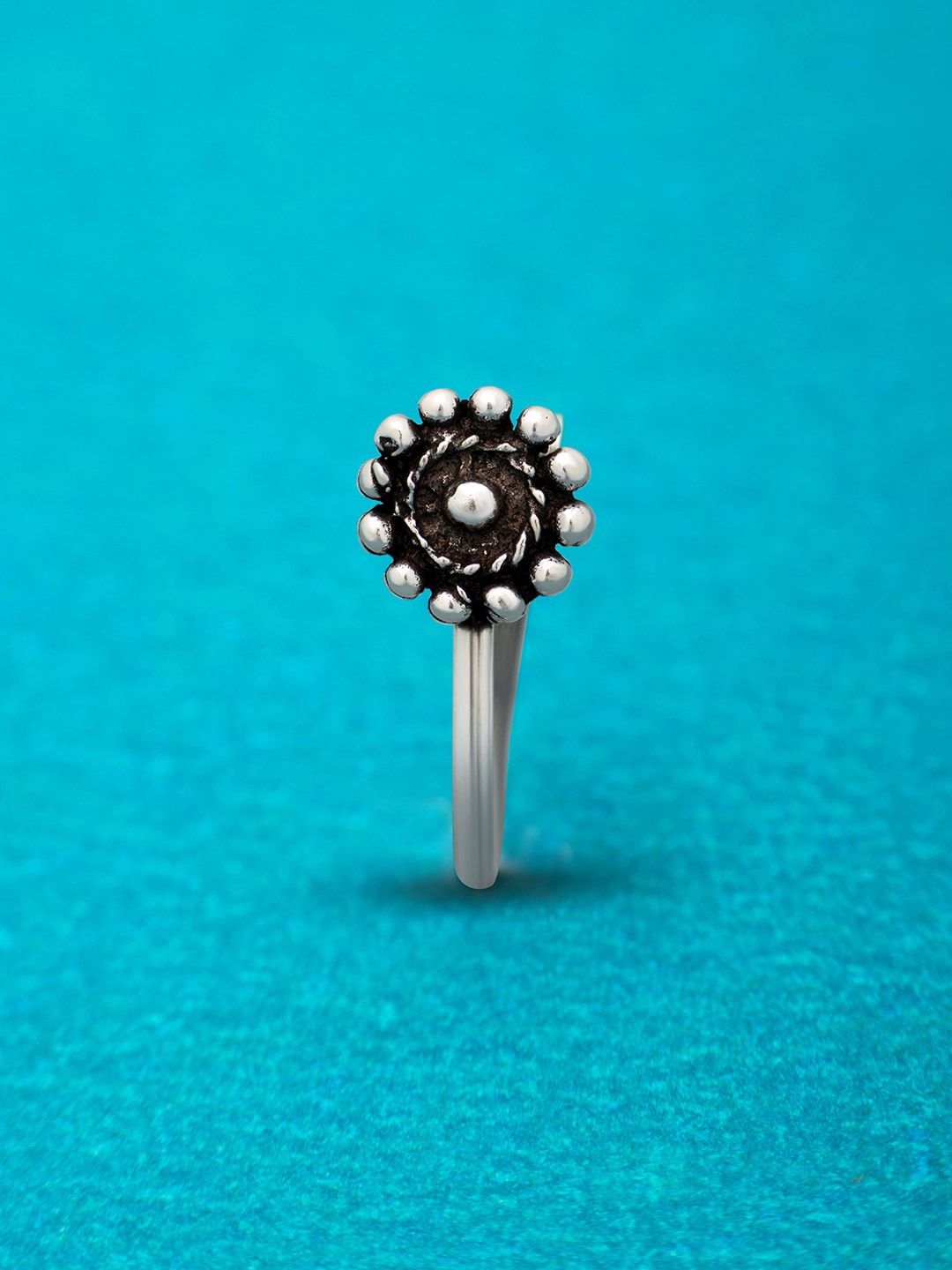 

March by FableStreet Rhodium-Plated Oxidised Clip On Nosepin, Silver