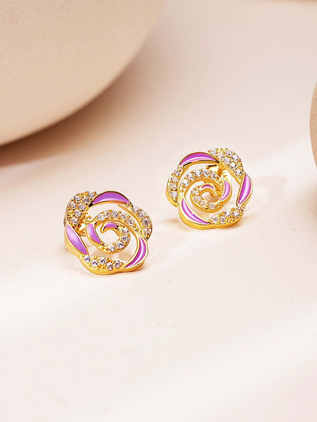 

March by FableStreet 18K Gold Plated Floral Studs Earrings