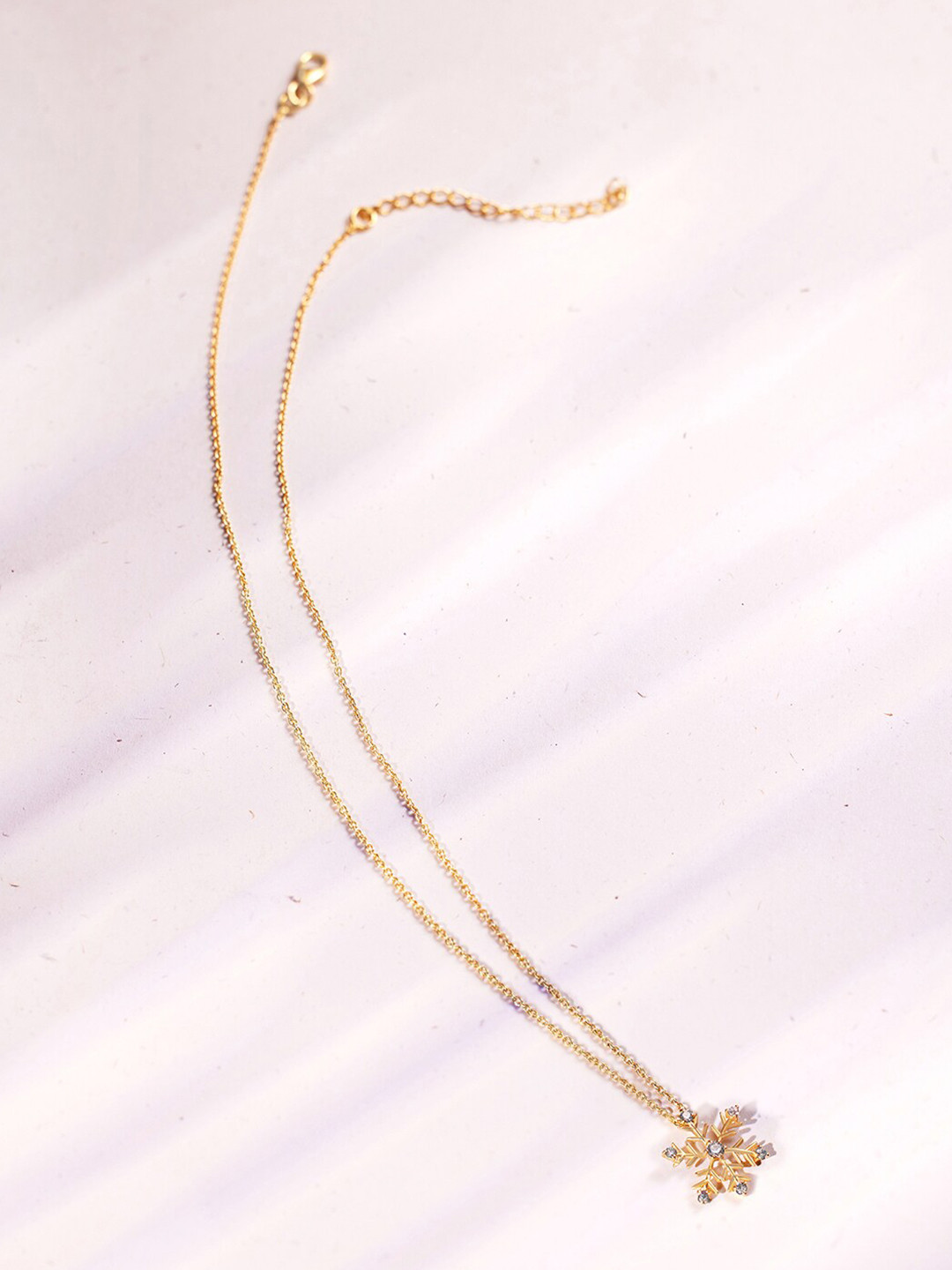 

March by FableStreet Sterling Silver Cubic Zirconia Studded Gold Plated Snowflake Chain