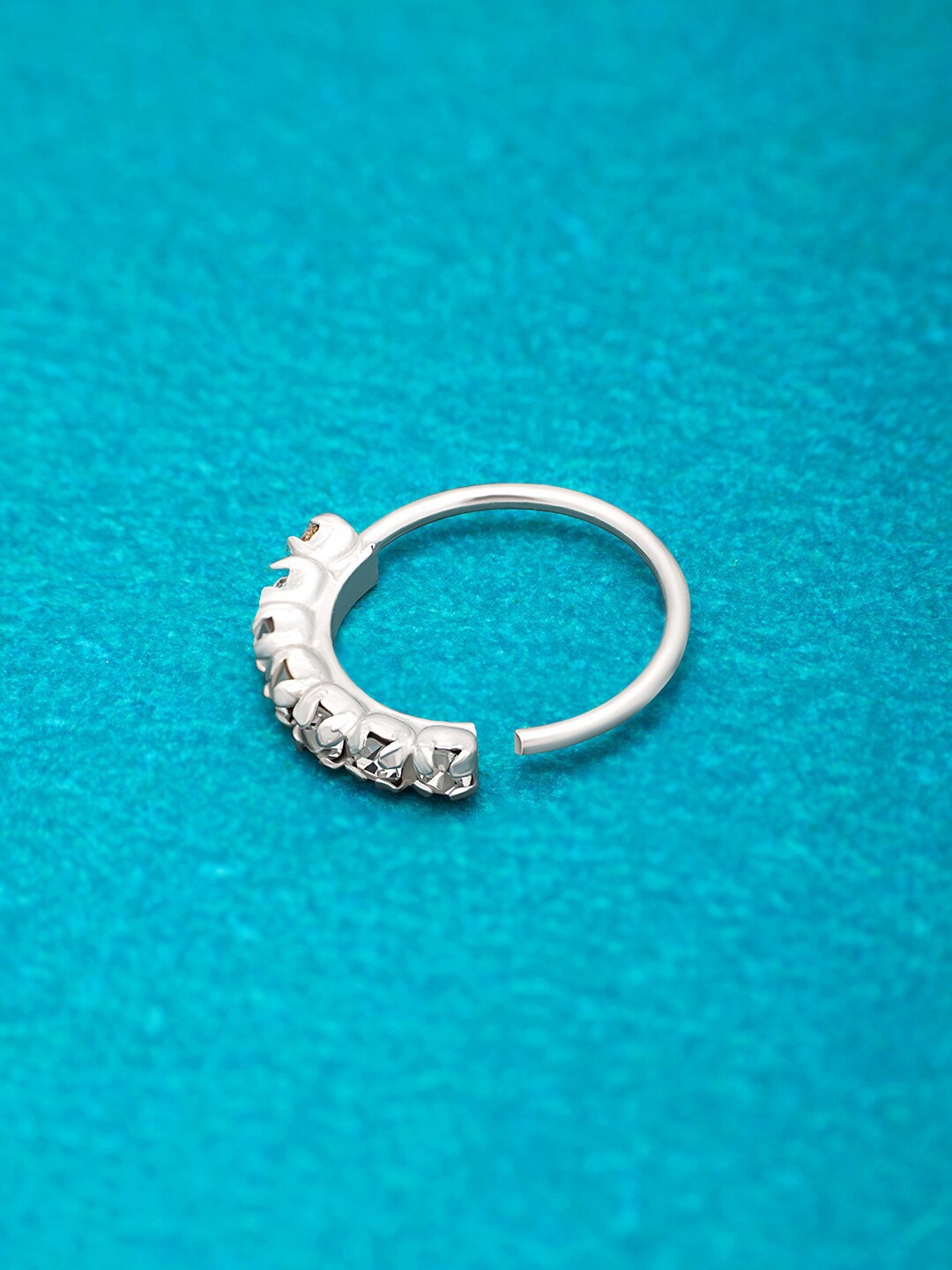 

March by FableStreet Rhodium-Plated Zircon-Studded Nose Ring, Silver