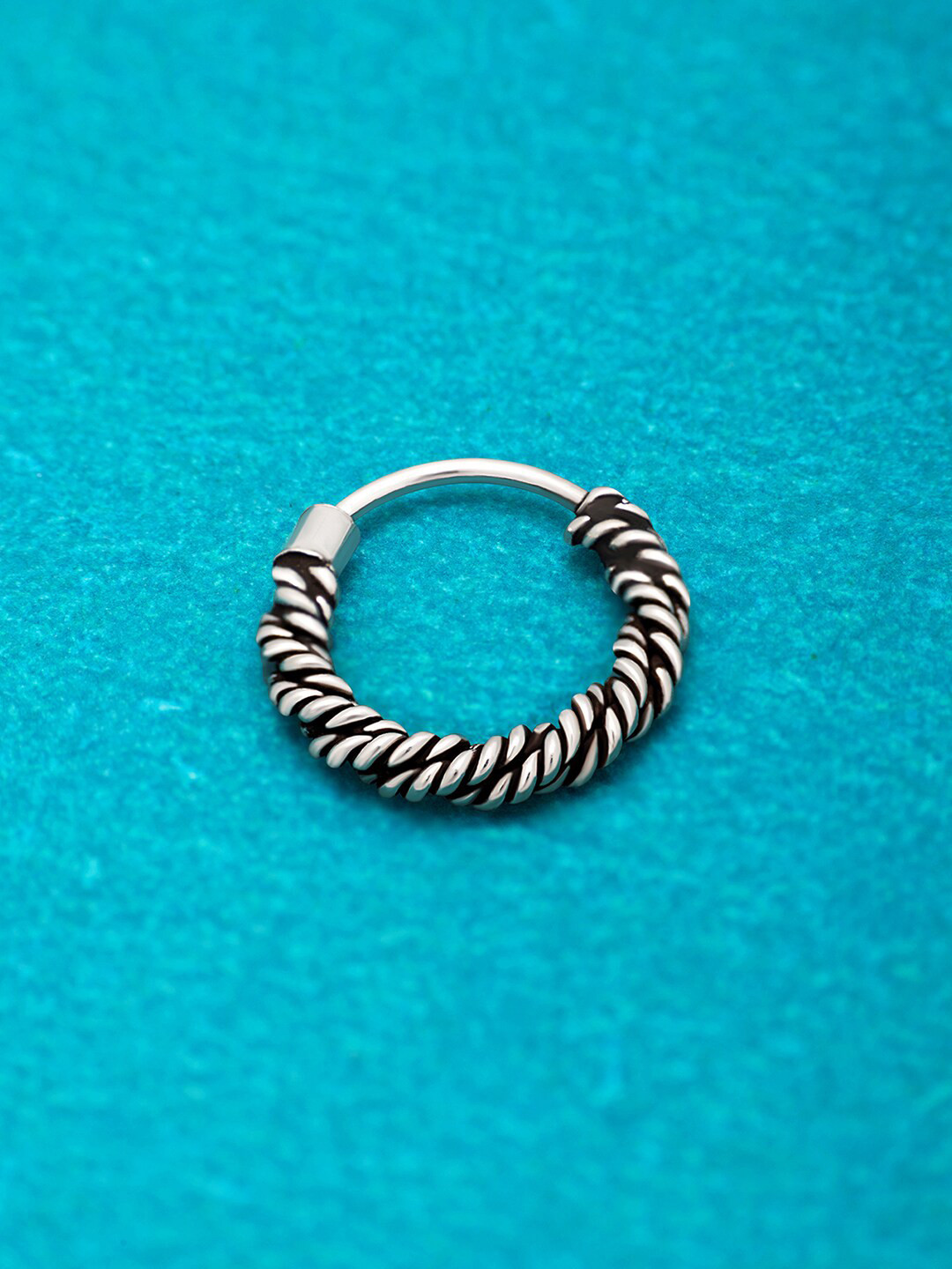 

March by FableStreet Rhodium-Plated Oxidised Nose Ring, Silver