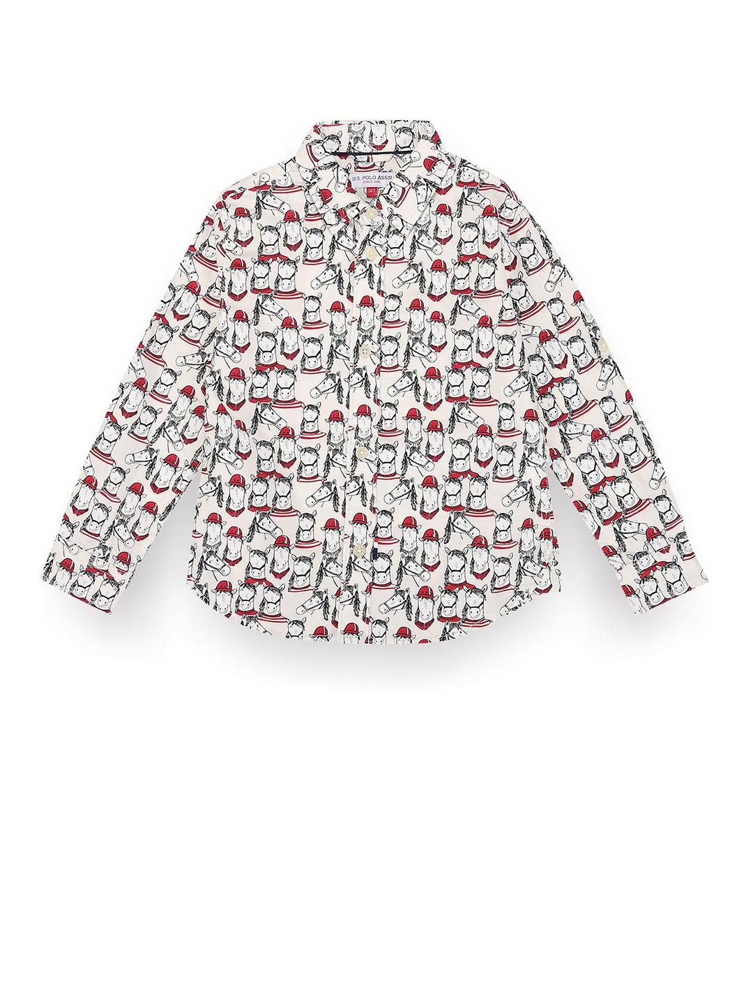 

U.S. Polo Assn. Kids Boys Classic Conversational Printed Pure Cotton Twill Casual Shirt, Beige