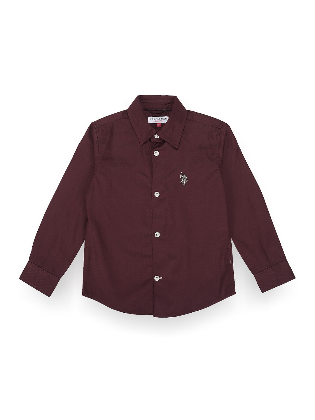 

U.S. Polo Assn. Kids Boys Classic Chambray Weave Pure Cotton Casual Shirt, Red