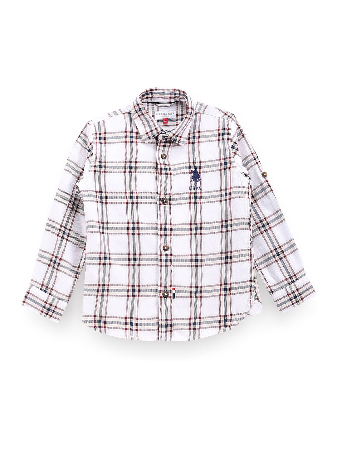 

U.S. Polo Assn. Kids Boys Classic Fit Tartan Checked Twill Casual Shirt, White