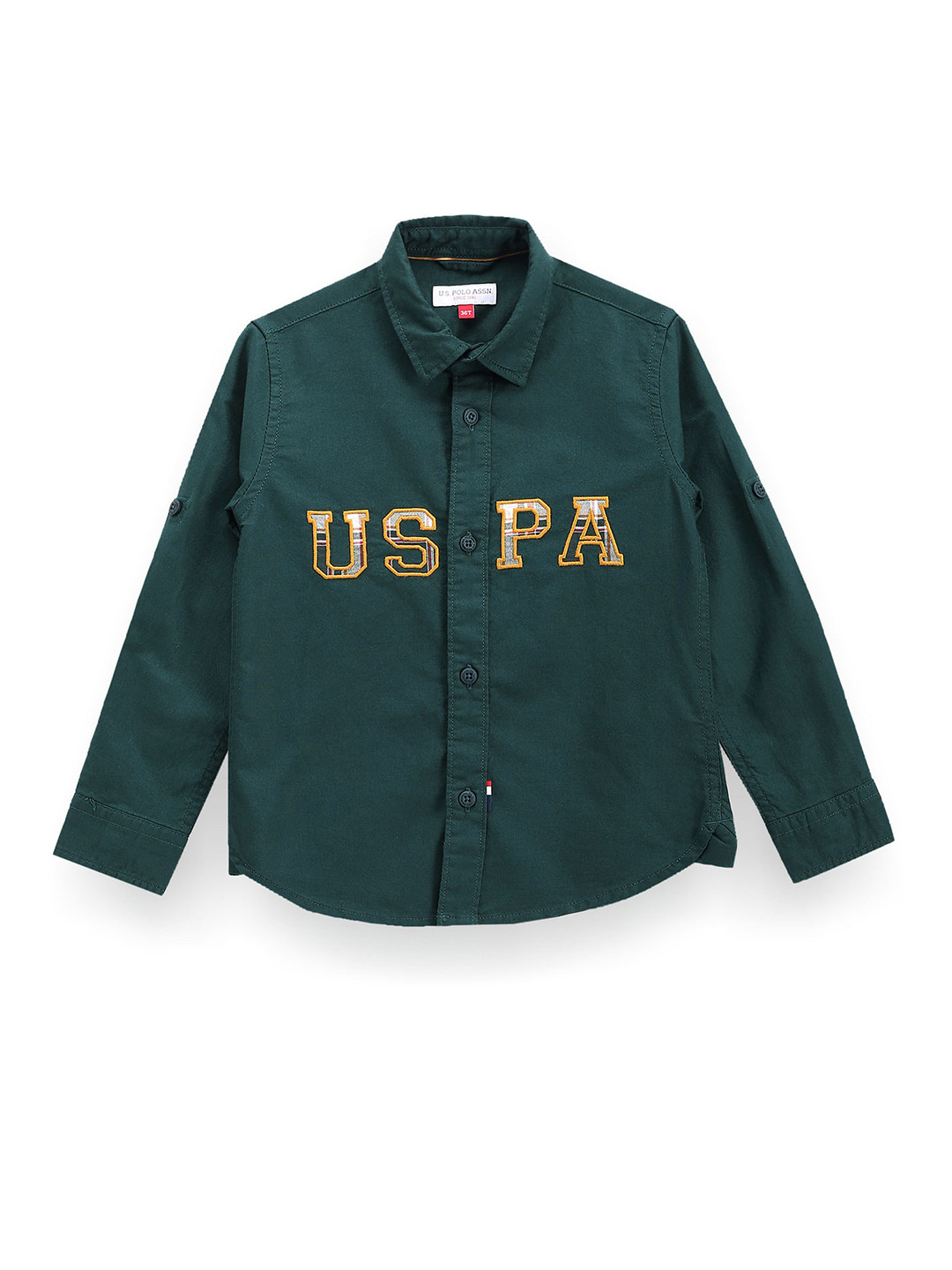 

U.S. Polo Assn. Kids Boys Typography Embroidered Classic Corduroy Casual Shirt, Green