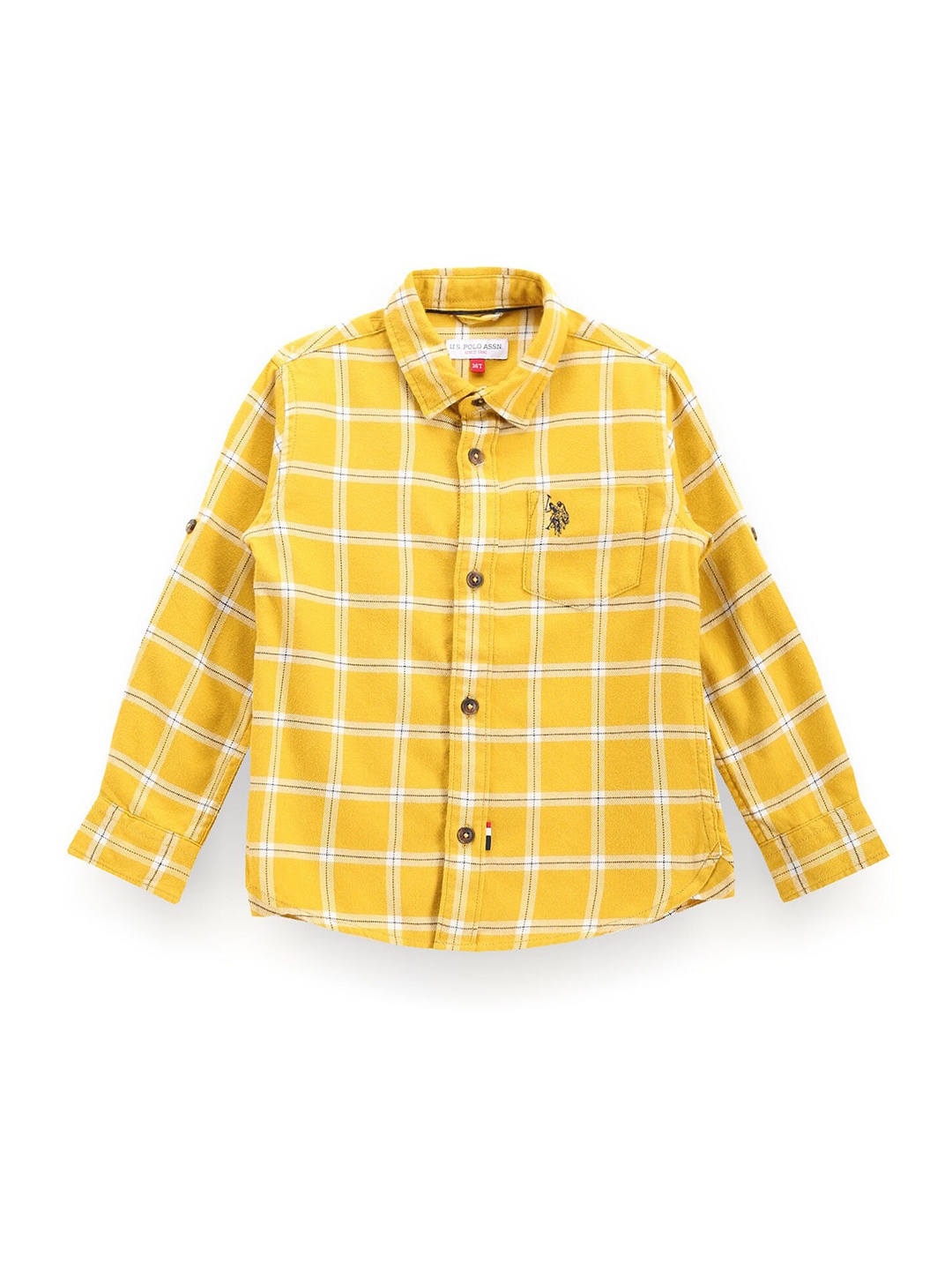 

U.S. Polo Assn. Kids Boys Classic Fit Tartan Checked Twill Weave Casual Shirt, Yellow