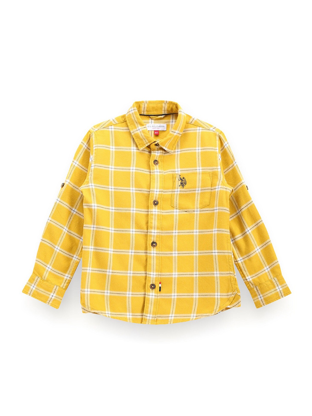 

U.S. Polo Assn. Kids Boys Classic Checked Twill Casual Shirt, Yellow