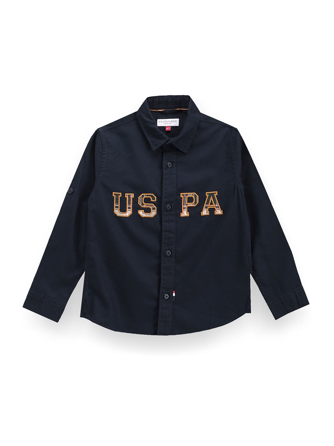 

U.S. Polo Assn. Kids Boys Classic Blamd Logo Printed Casual Shirt, Navy blue