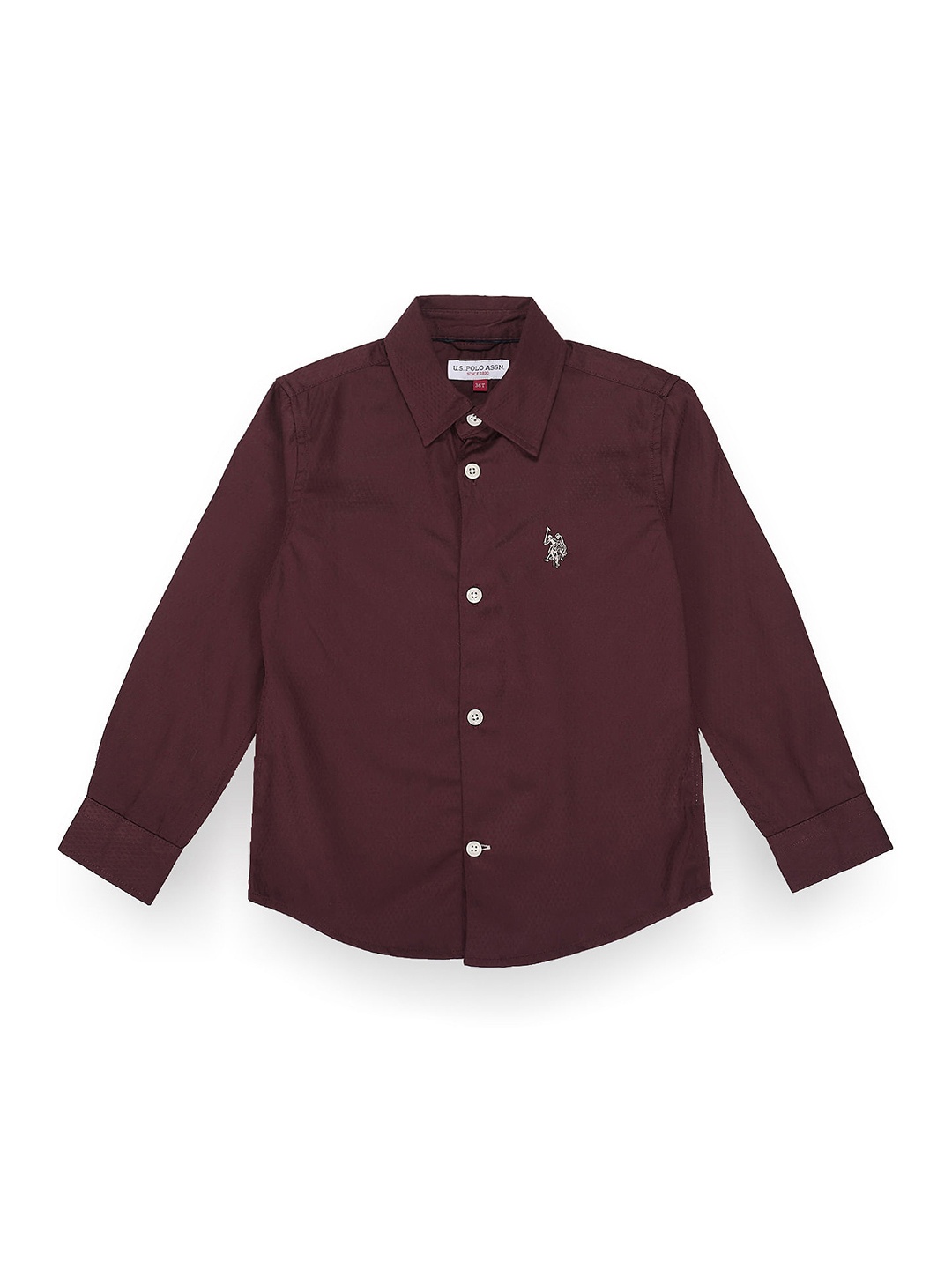 

U.S. Polo Assn. Kids Boys Classic Pure Cotton Chambray Casual Shirt, Maroon