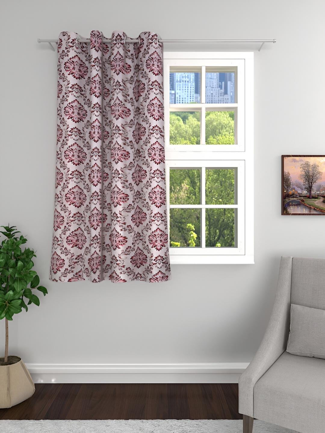 

THE CONVERSION Maroon Ethnic Motifs Window Curtain