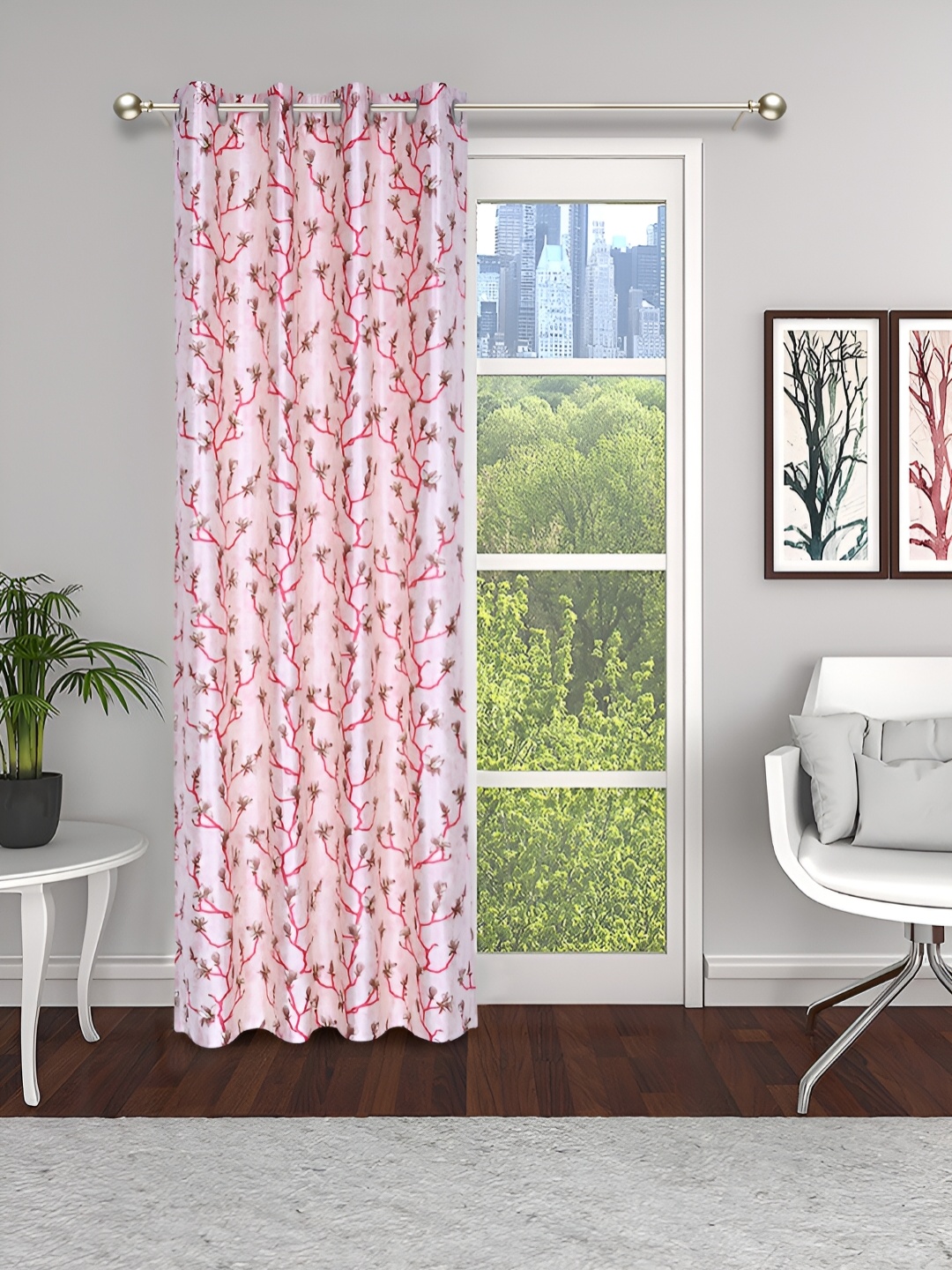 

THE CONVERSION Pink Floral Long Door Curtain
