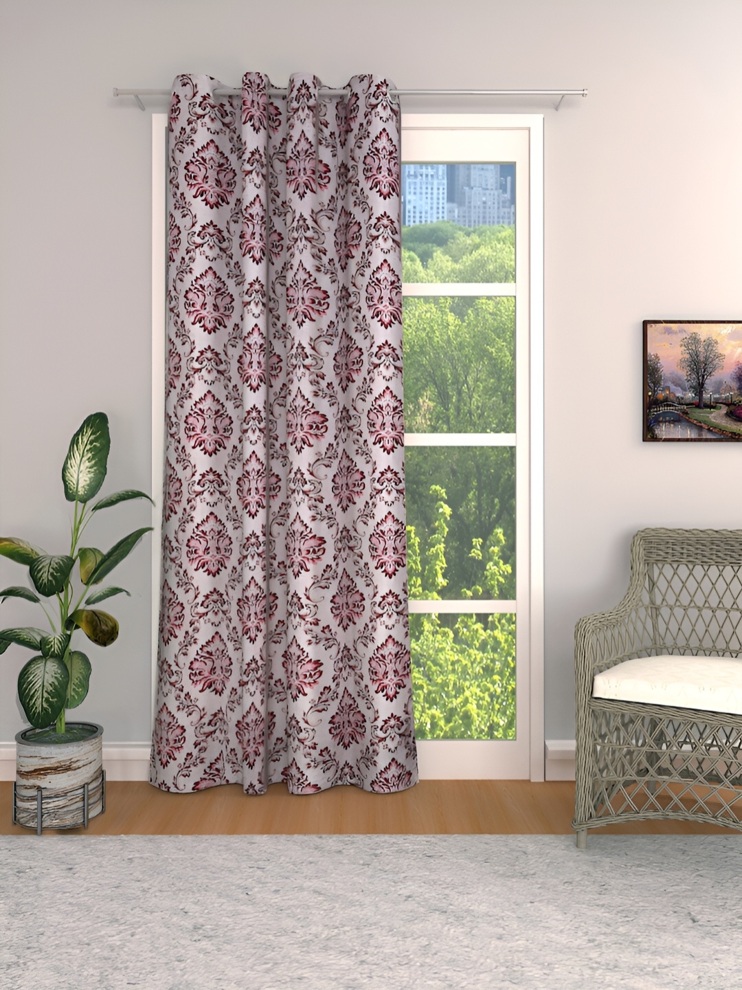 

THE CONVERSION Maroon & Beige Ethnic Motifs Jacquard Long Door Curtain