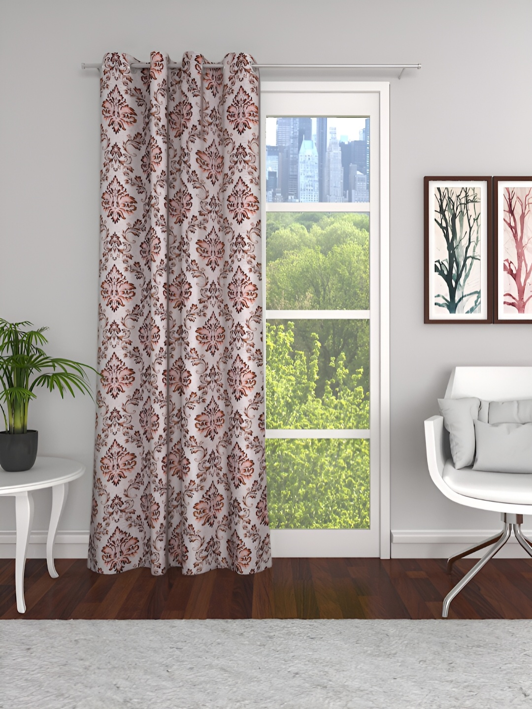 

THE CONVERSION Orange & Brown Ethnic Motifs Room Darkening Long Door Curtain