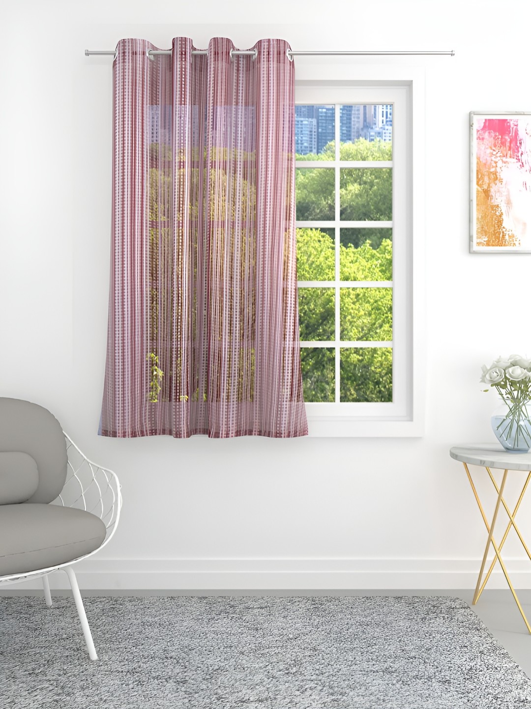 

THE CONVERSION Maroon Sheer Window Curtain