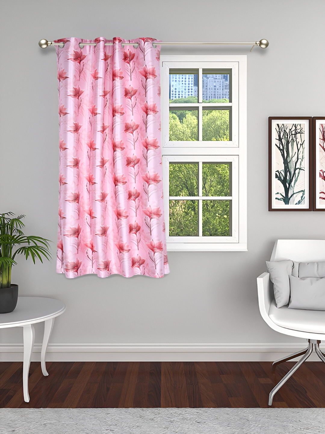 

THE CONVERSION Pink & Red Floral Window Curtain