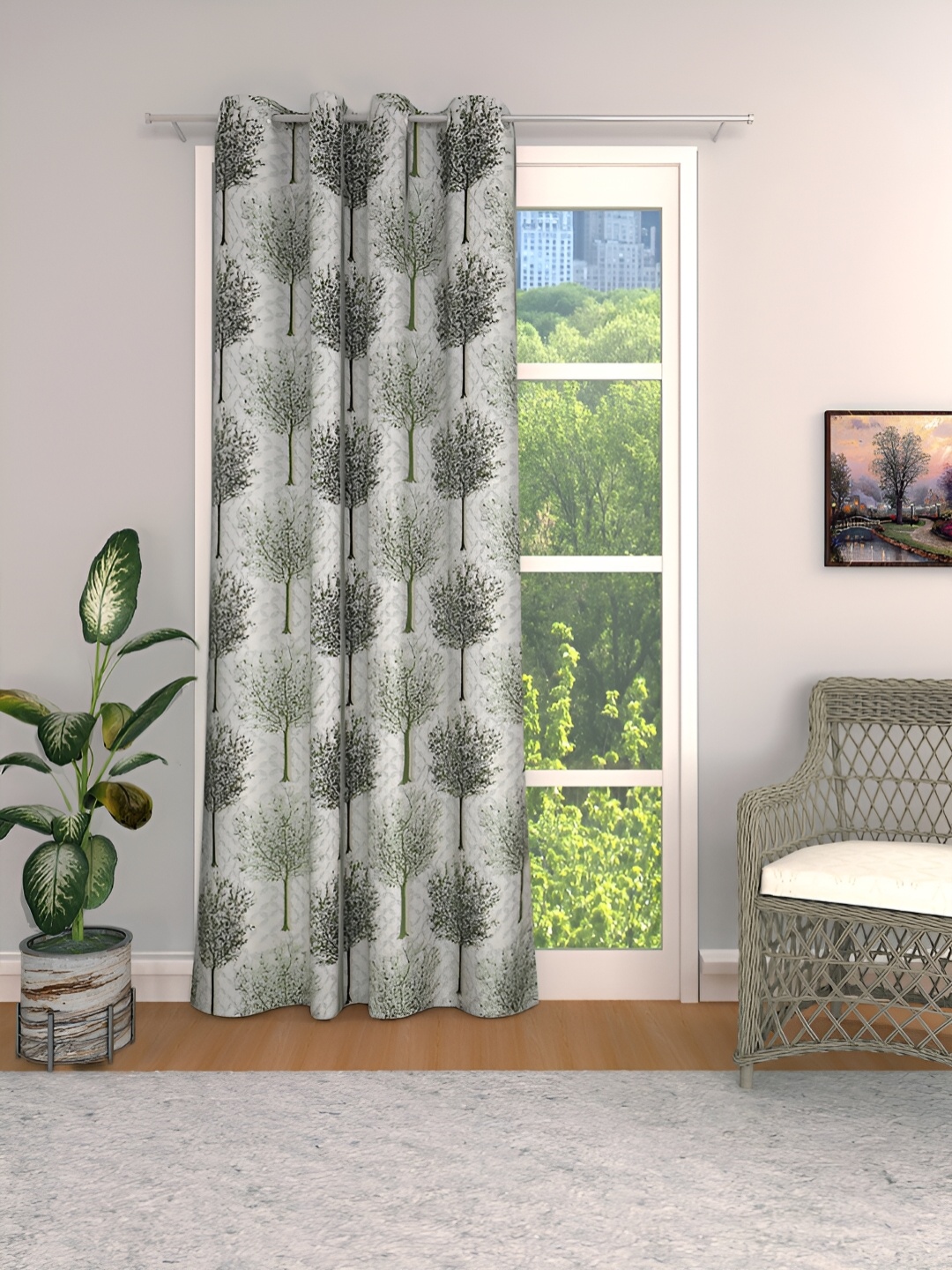 

THE CONVERSION Green & Black Floral Long Door Curtain