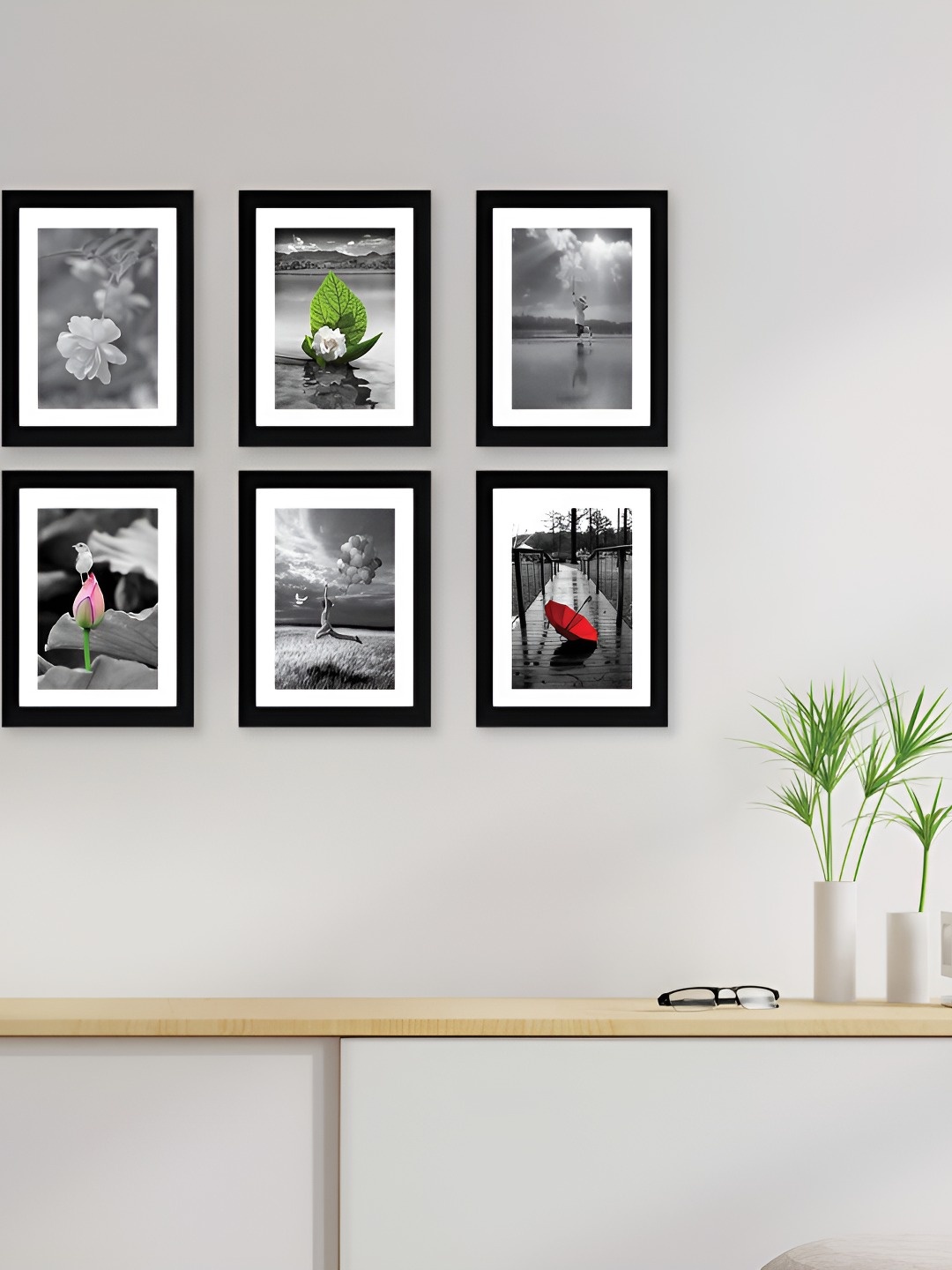 

Stuthi Arts Black 6 Pieces Wood Wall Photo Frames