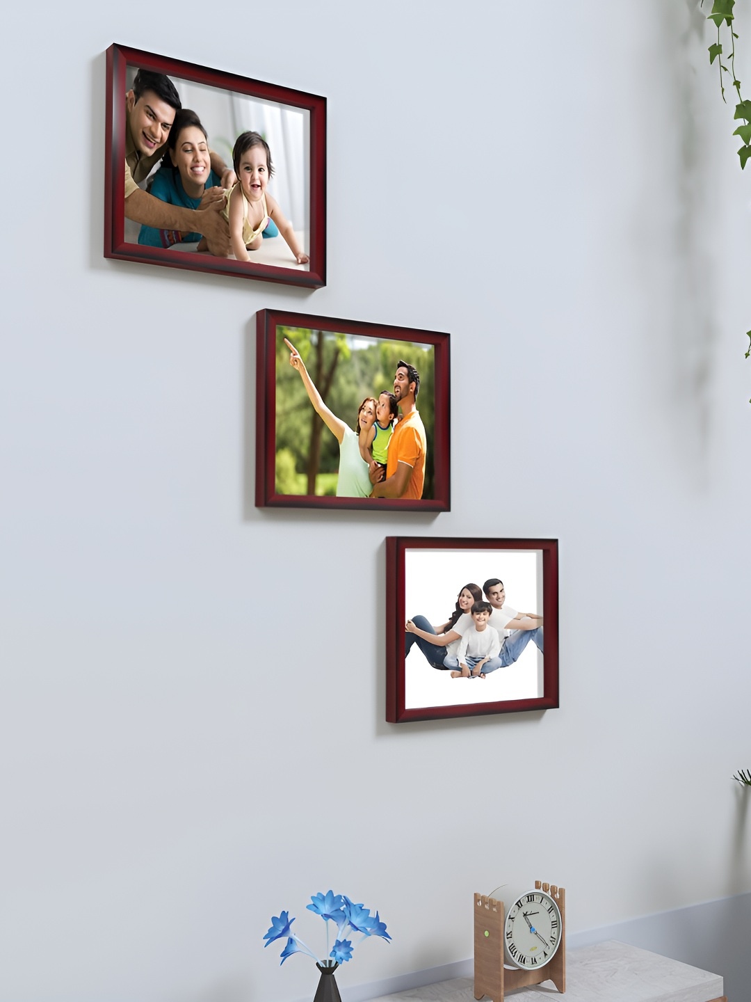 

Stuthi Arts Brown 3 Pieces Wood Wall Photo Frames