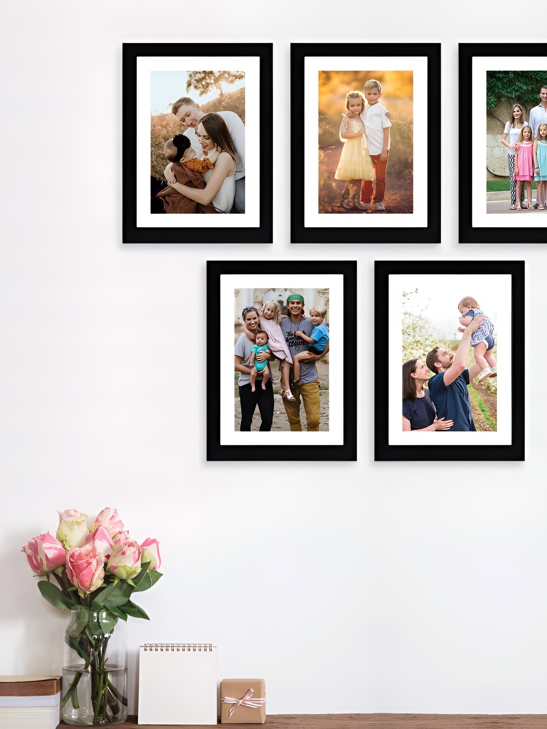 

Stuthi Arts Black 5 Pieces Wood Wall Photo Frames