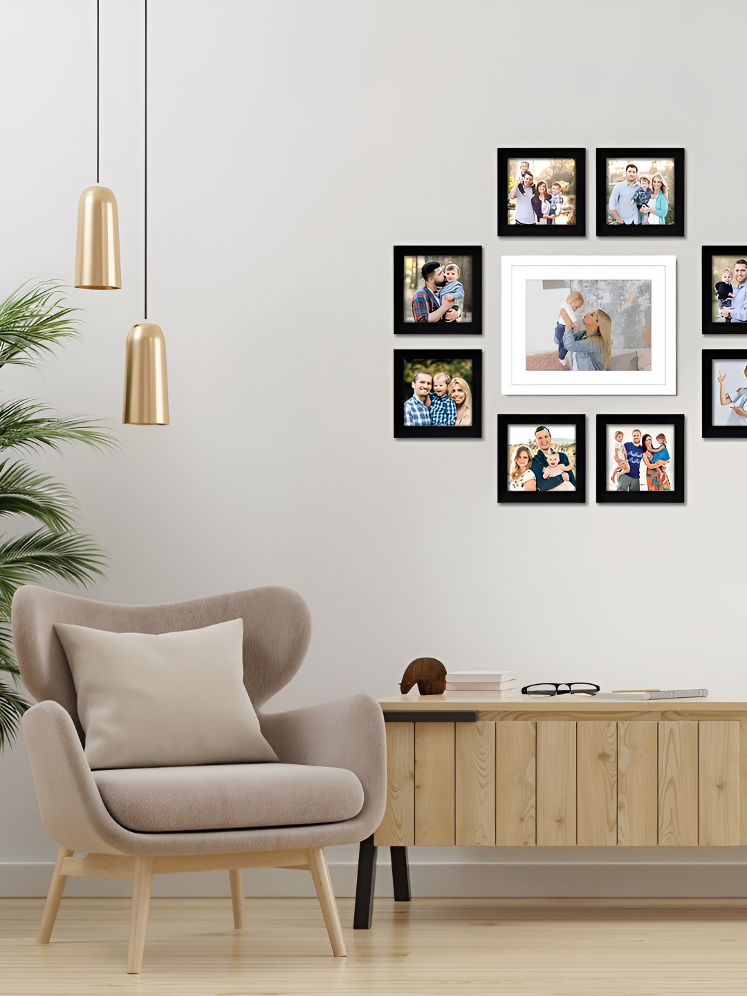

Stuthi Arts White & Black 9 Pieces Wood Wall Photo Frames