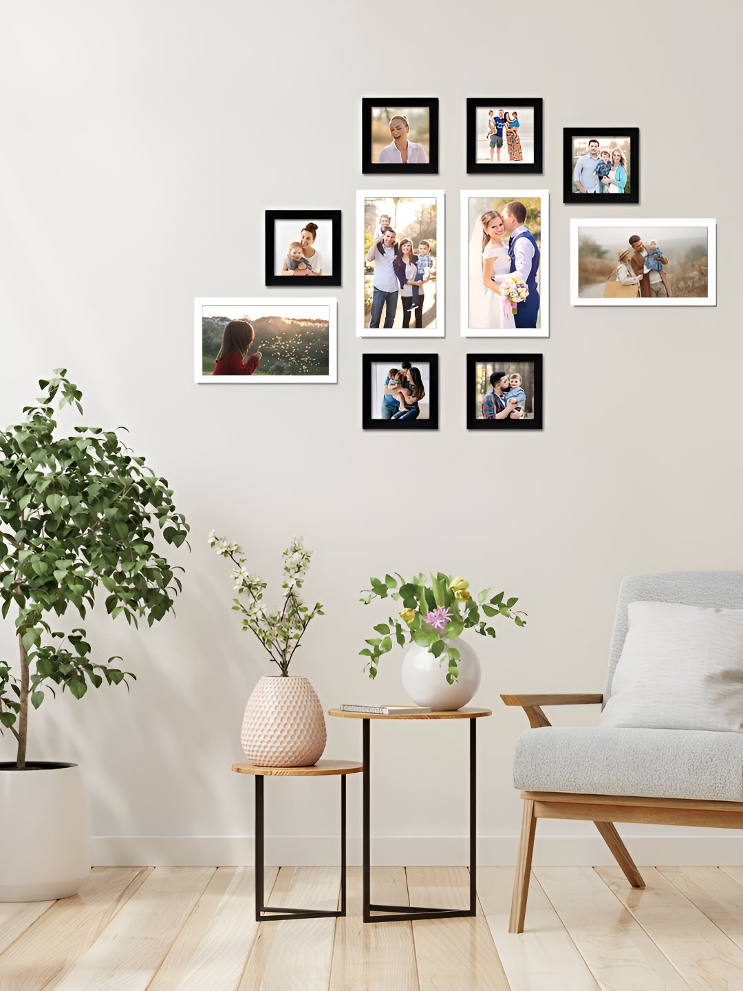 

Stuthi Arts White & Black 10 Pieces Wood Wall Photo Frames