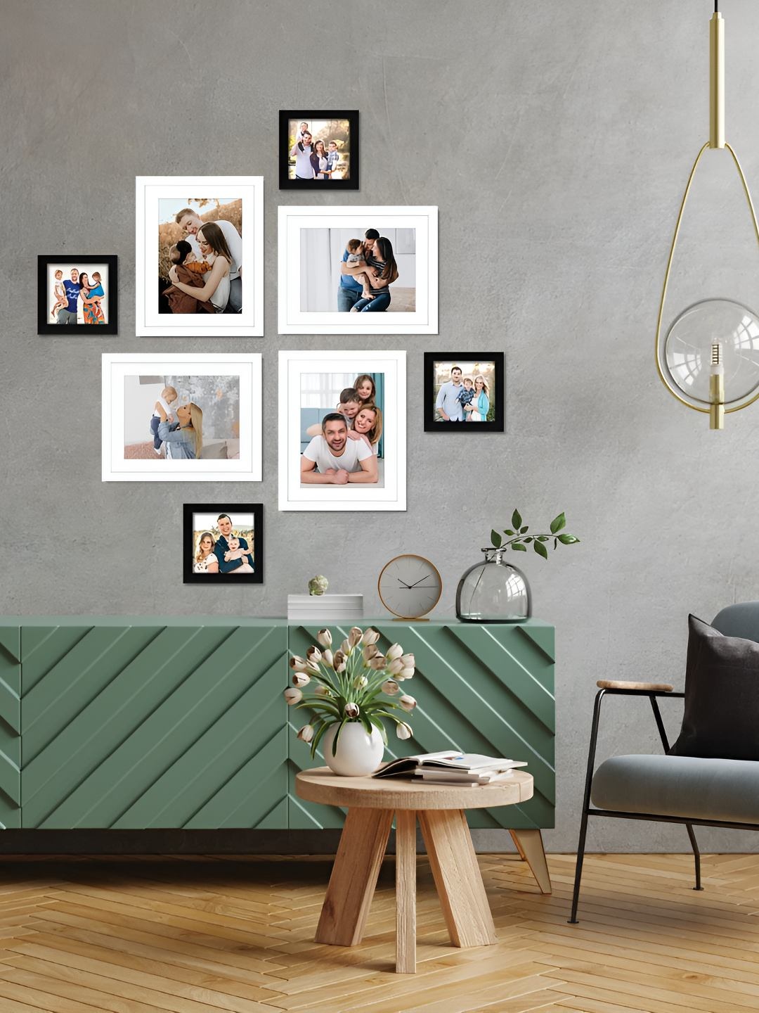 

Stuthi Arts White & Black 8 Pieces Wood Wall Photo Frames
