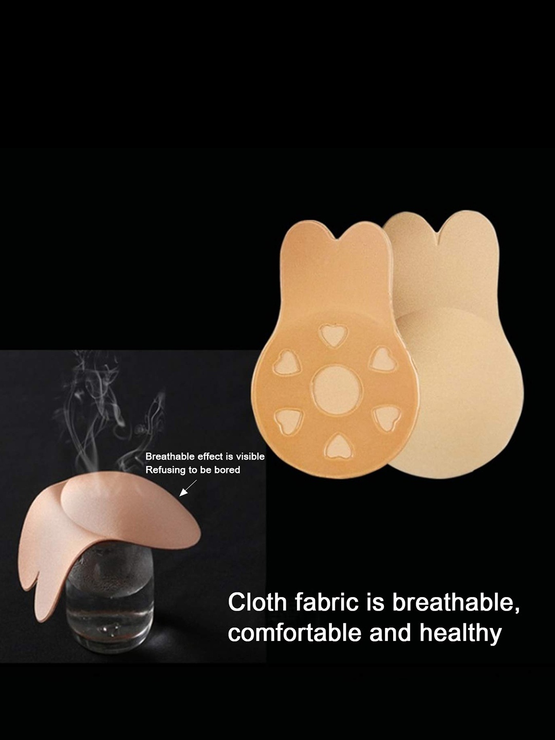 

VAGHBHATT Pack Of 4 Silicone Push Up Breast Lift Nipple Stickers, Black