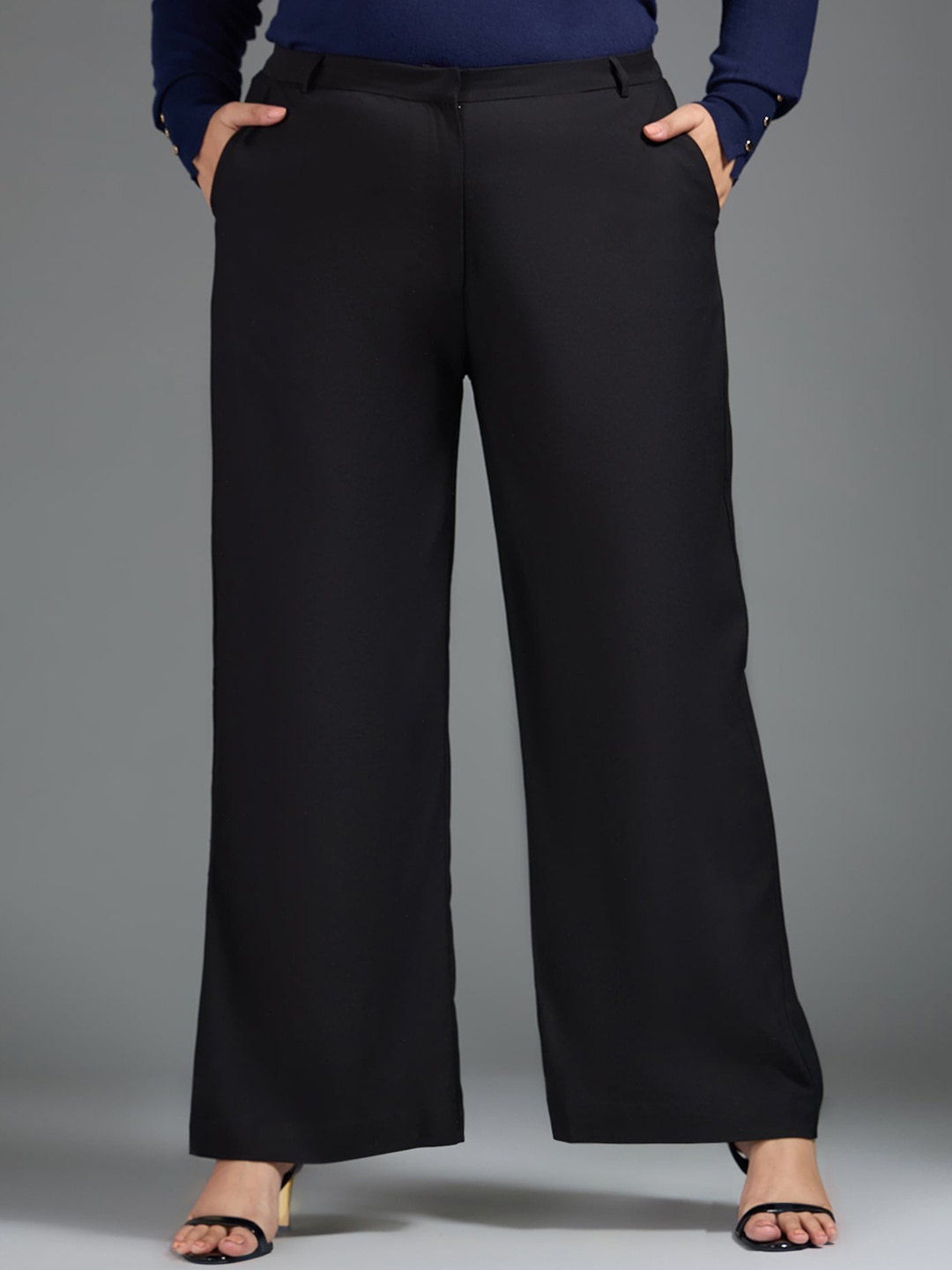 

20Dresses Women Black High Rise Parallel Trousers