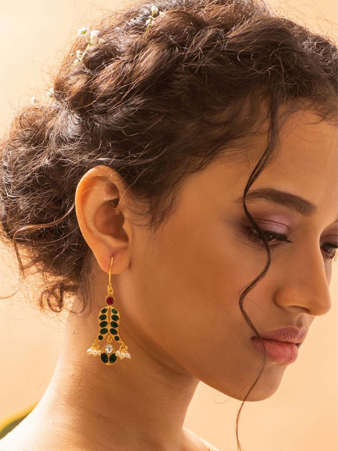 

Tarinika Gold-Plated Cubic Zirconia Studded Classic Drop Earrings